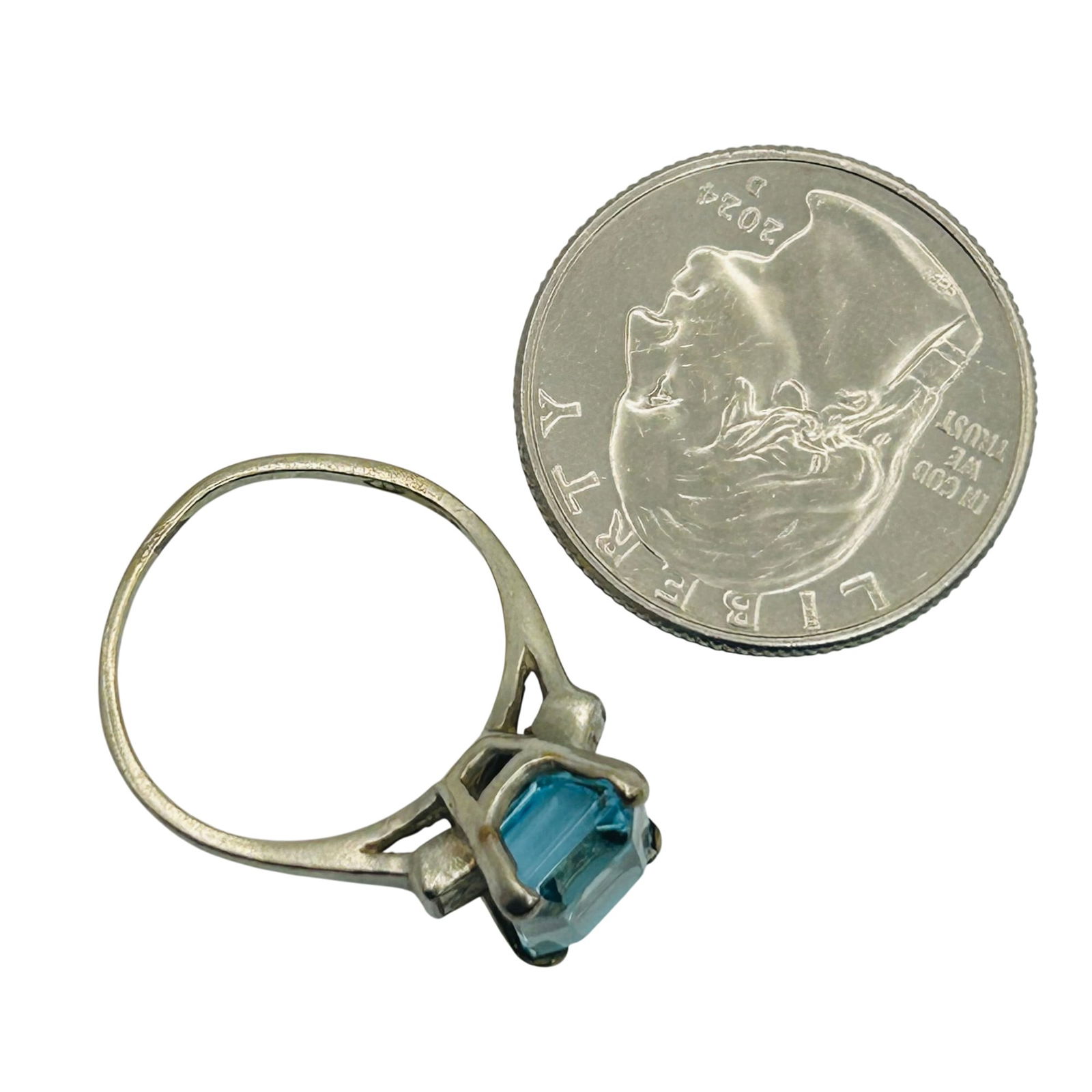 Sterling Topaz Ring. Size 7 - 3