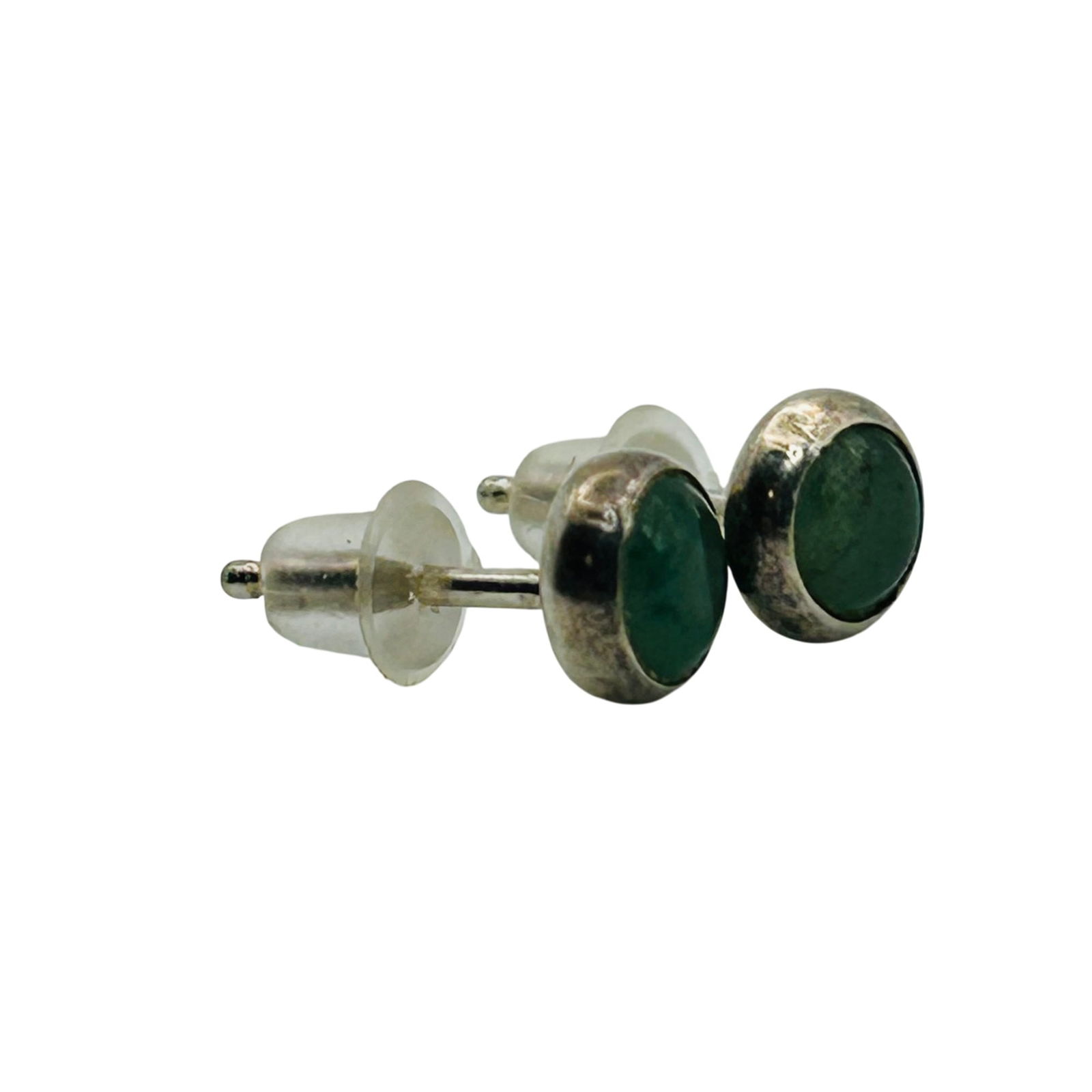 Sterling Inlay Tourmaline Stud Earrings: Sterling inlay Tourmaline stud earrings. 0.60g