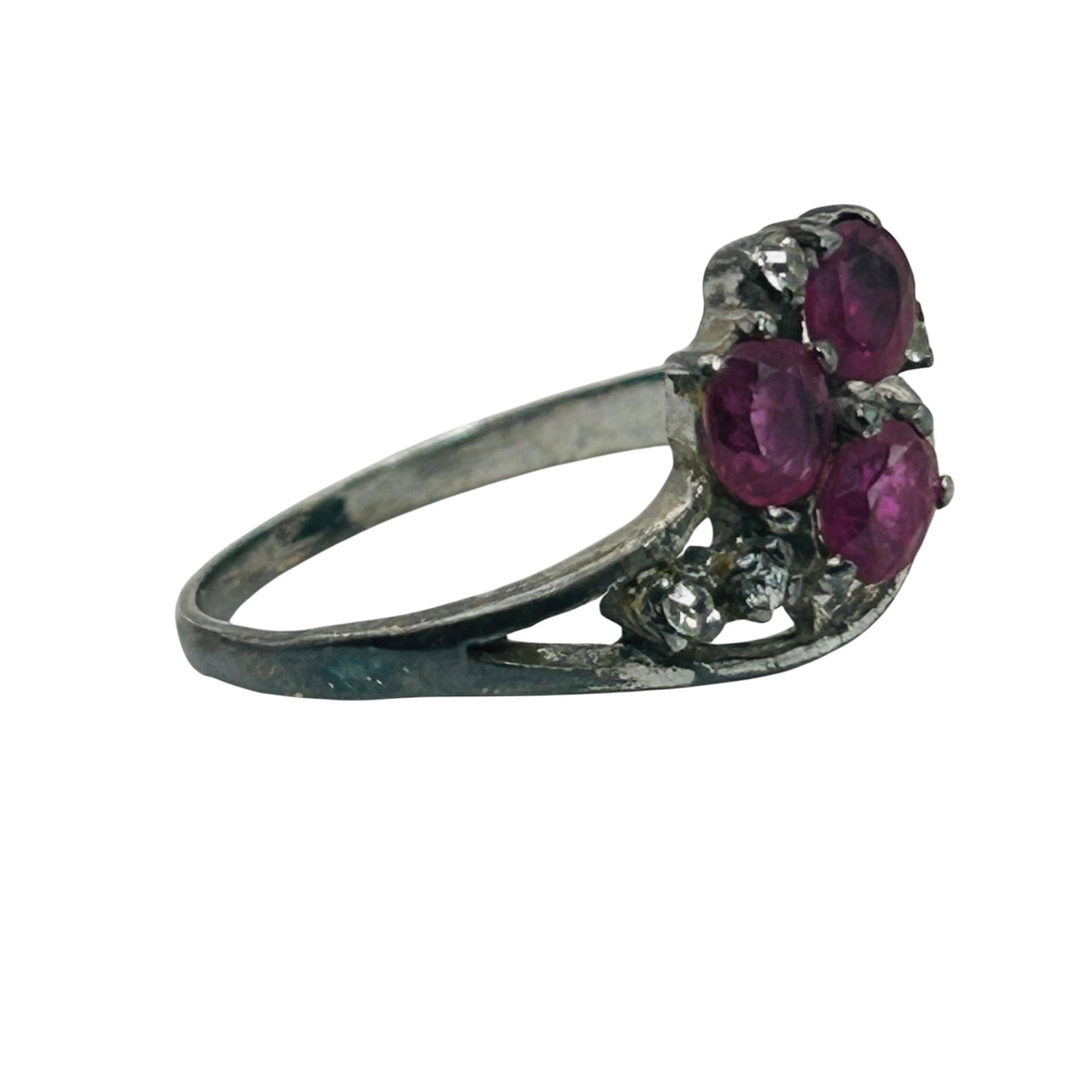 Sterling Ruby Cluster Ring. Size 6.5 - 4