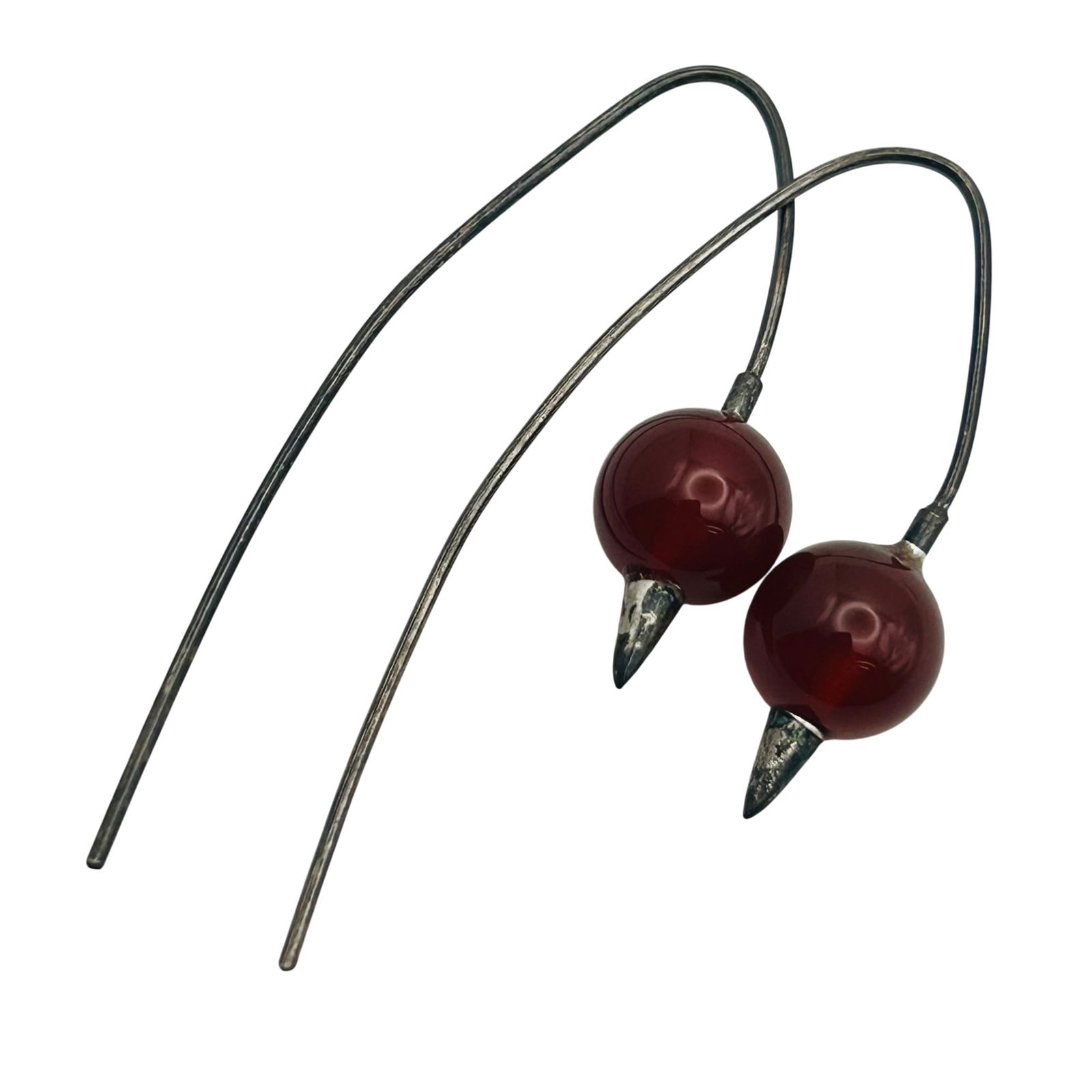Sterling Garnet Hook Back Earrings: Sterling garnet hook back earrings. 4.80g