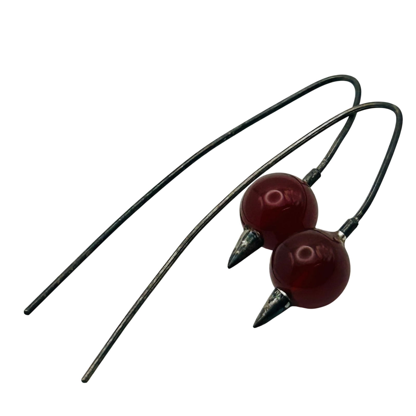 Sterling Garnet Hook Back Earrings - 4