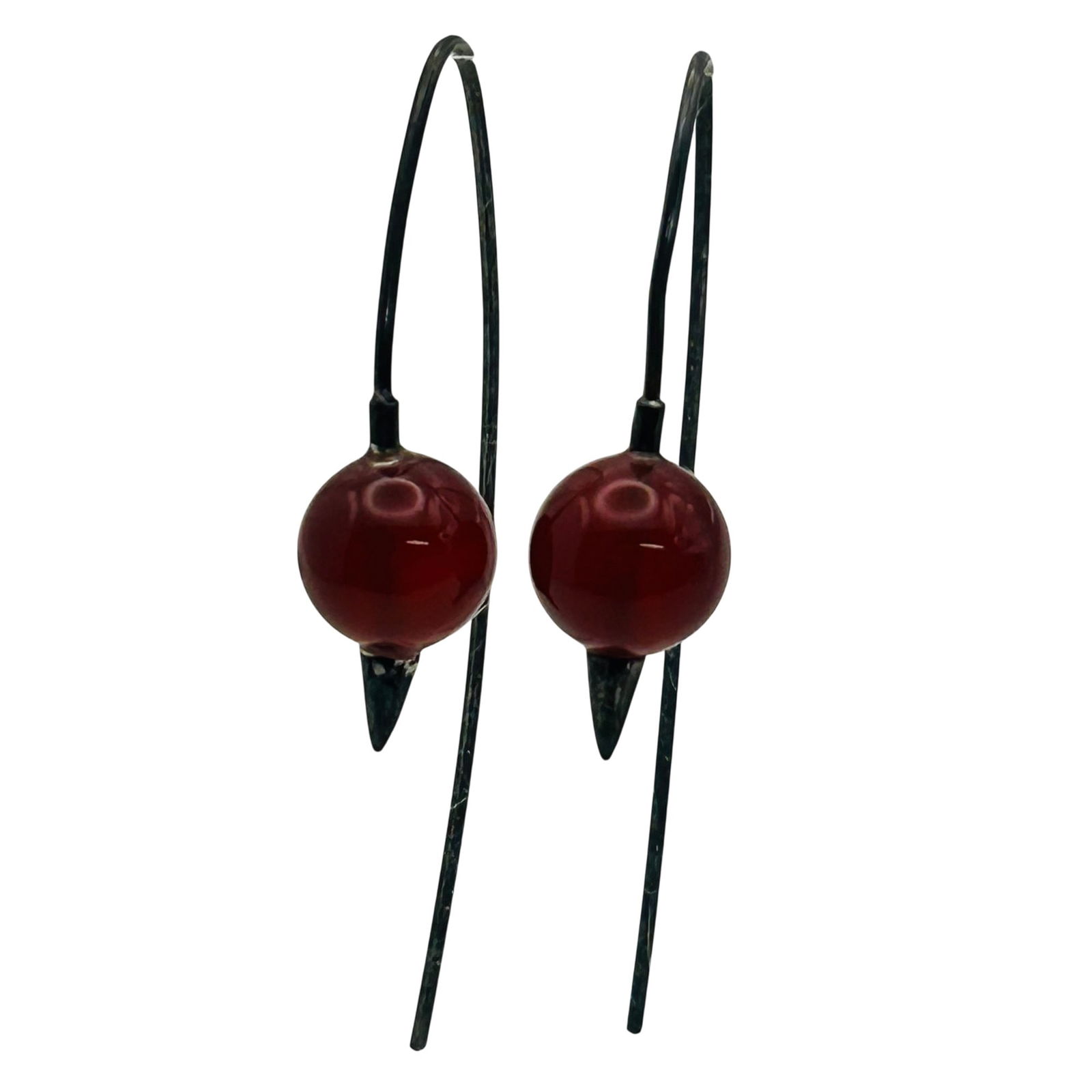 Sterling Garnet Hook Back Earrings - 5