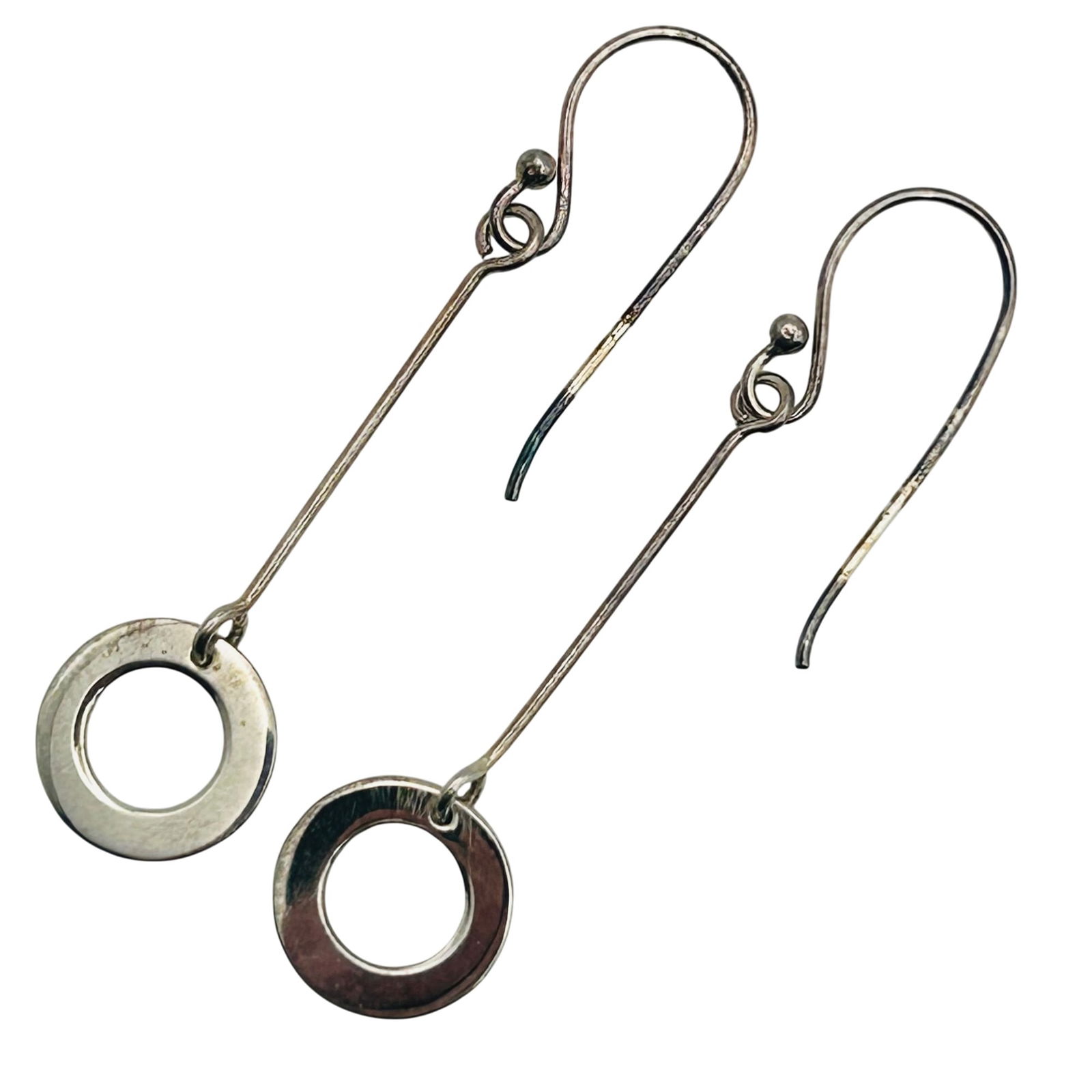 Sterling Circular Hook Back Earrings: Sterling circular hook back earrings. 1.30g