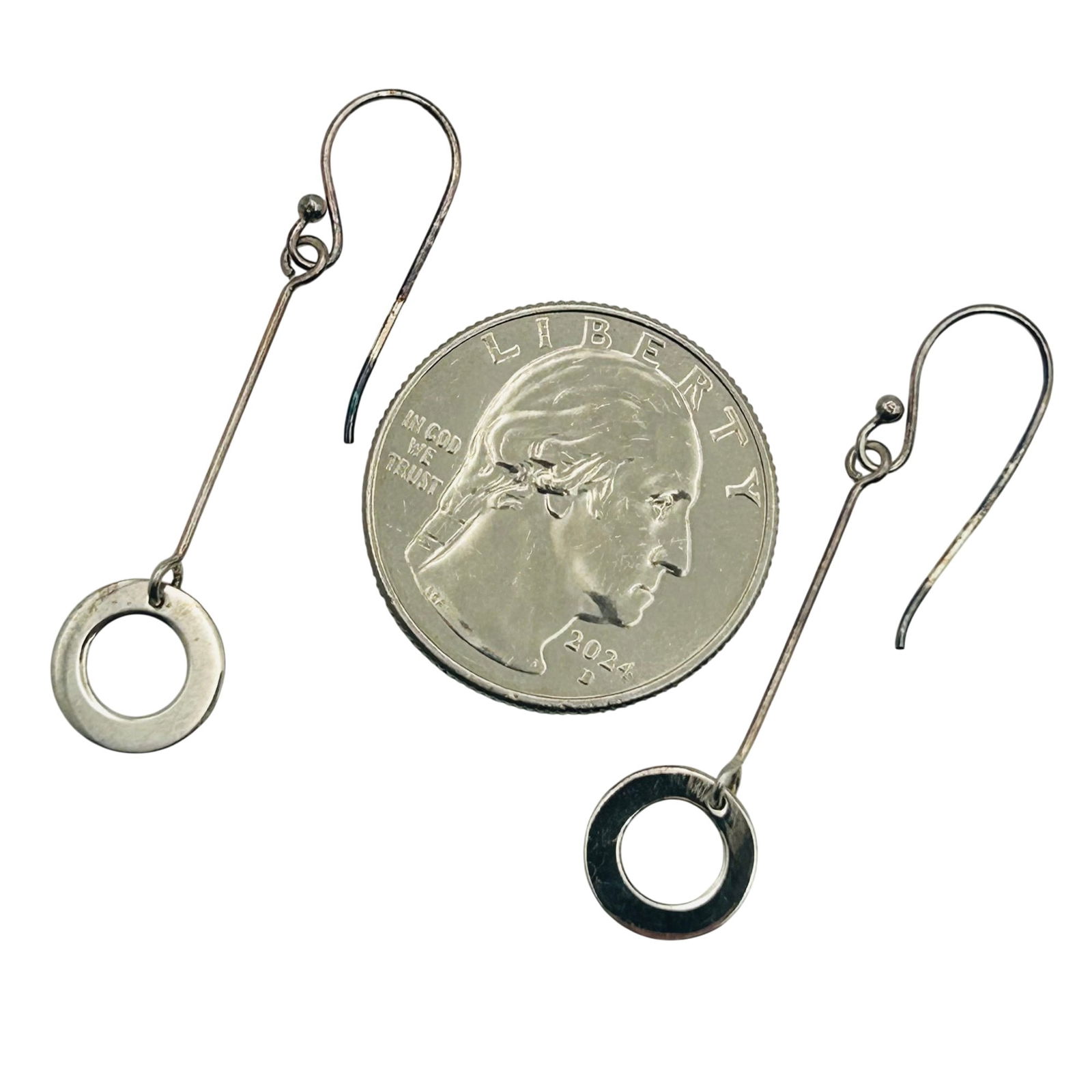 Sterling Circular Hook Back Earrings - 3