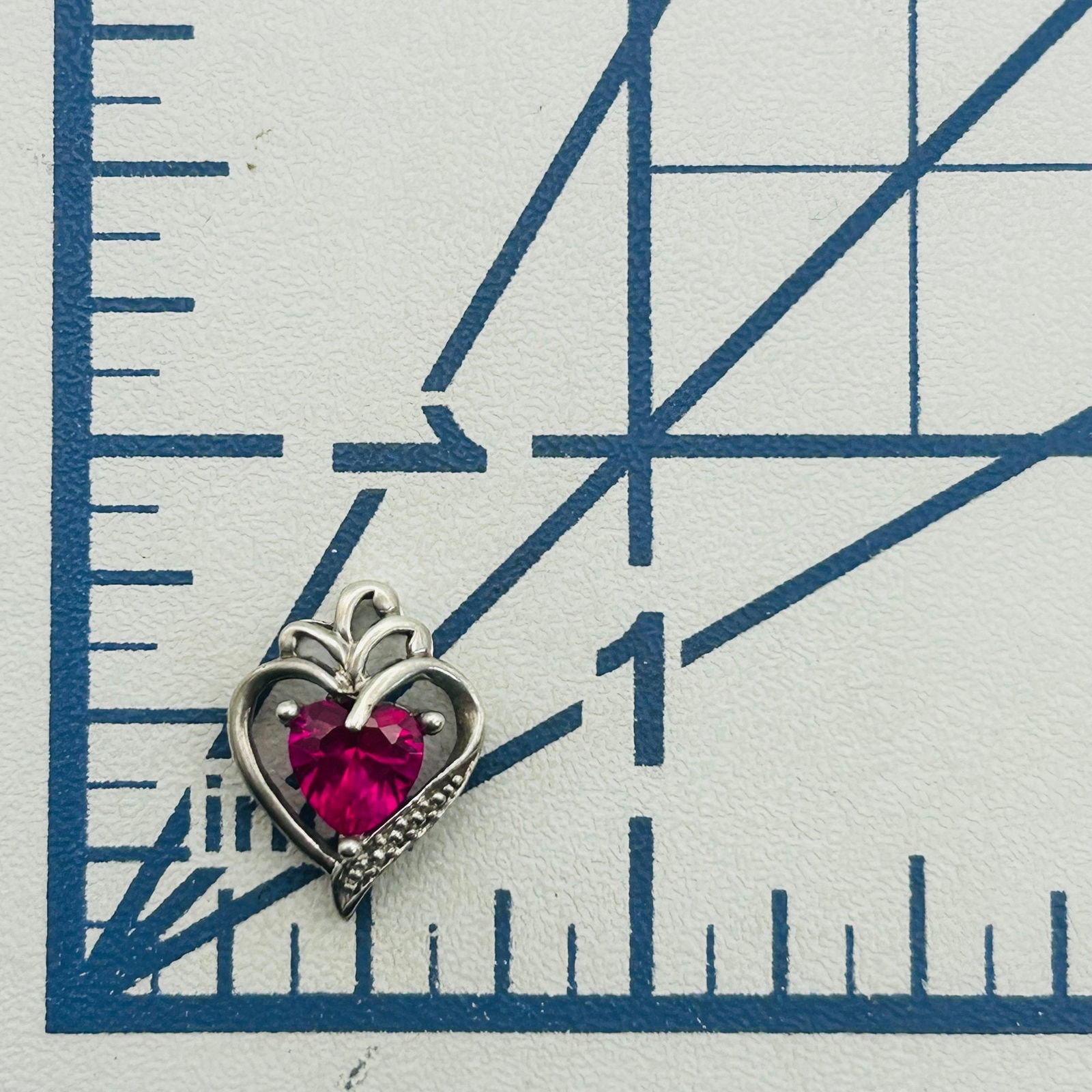 Sterling Ruby Heart Pendant - 2
