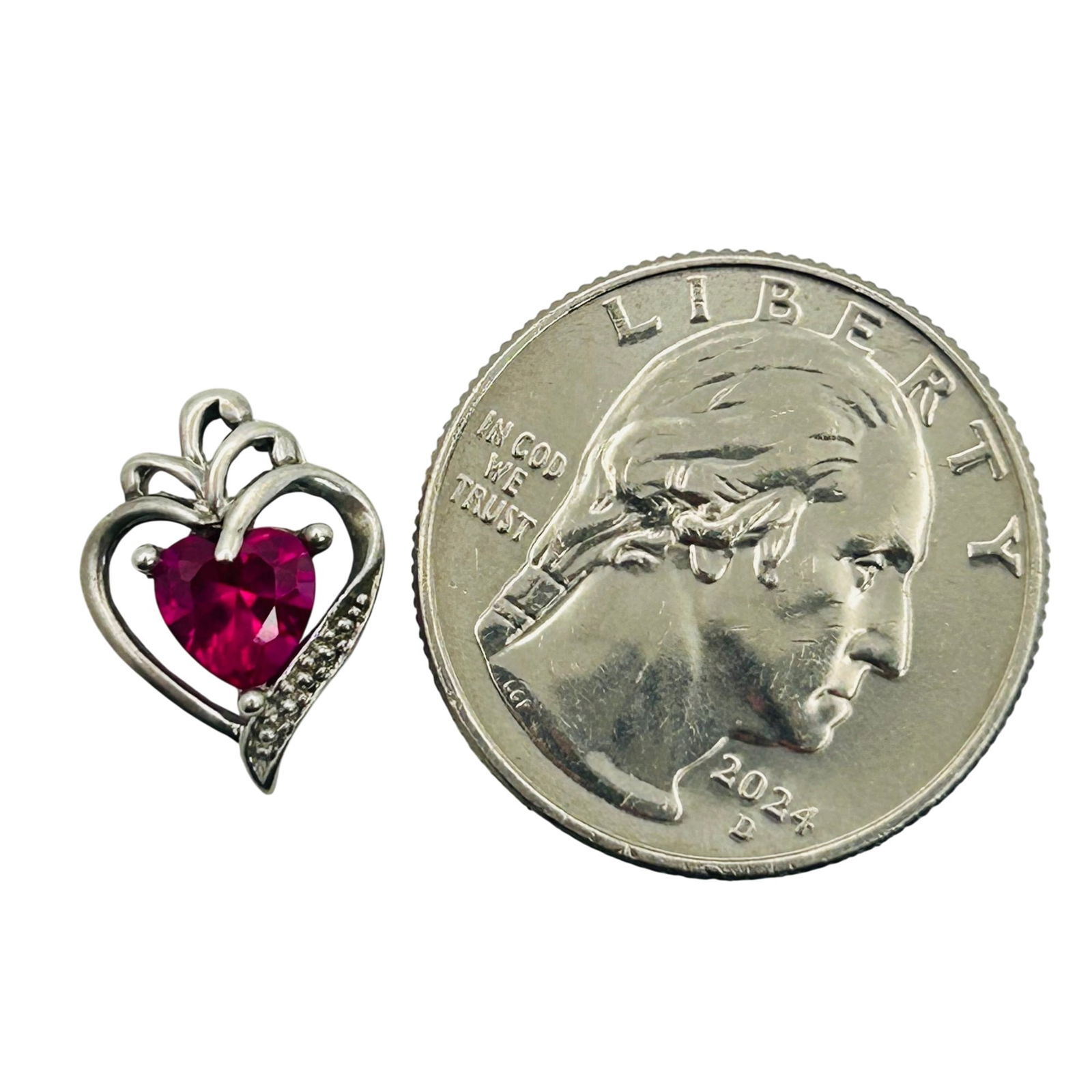 Sterling Ruby Heart Pendant - 3