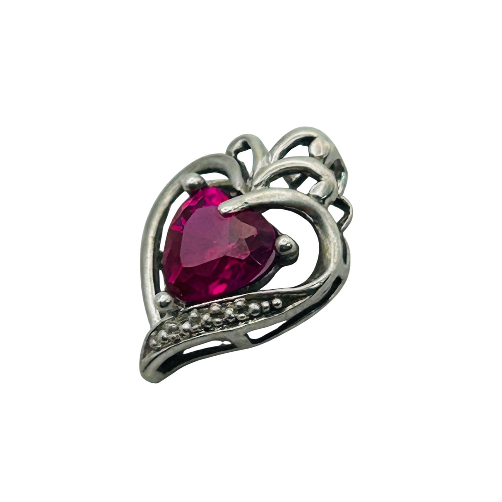 Sterling Ruby Heart Pendant - 4