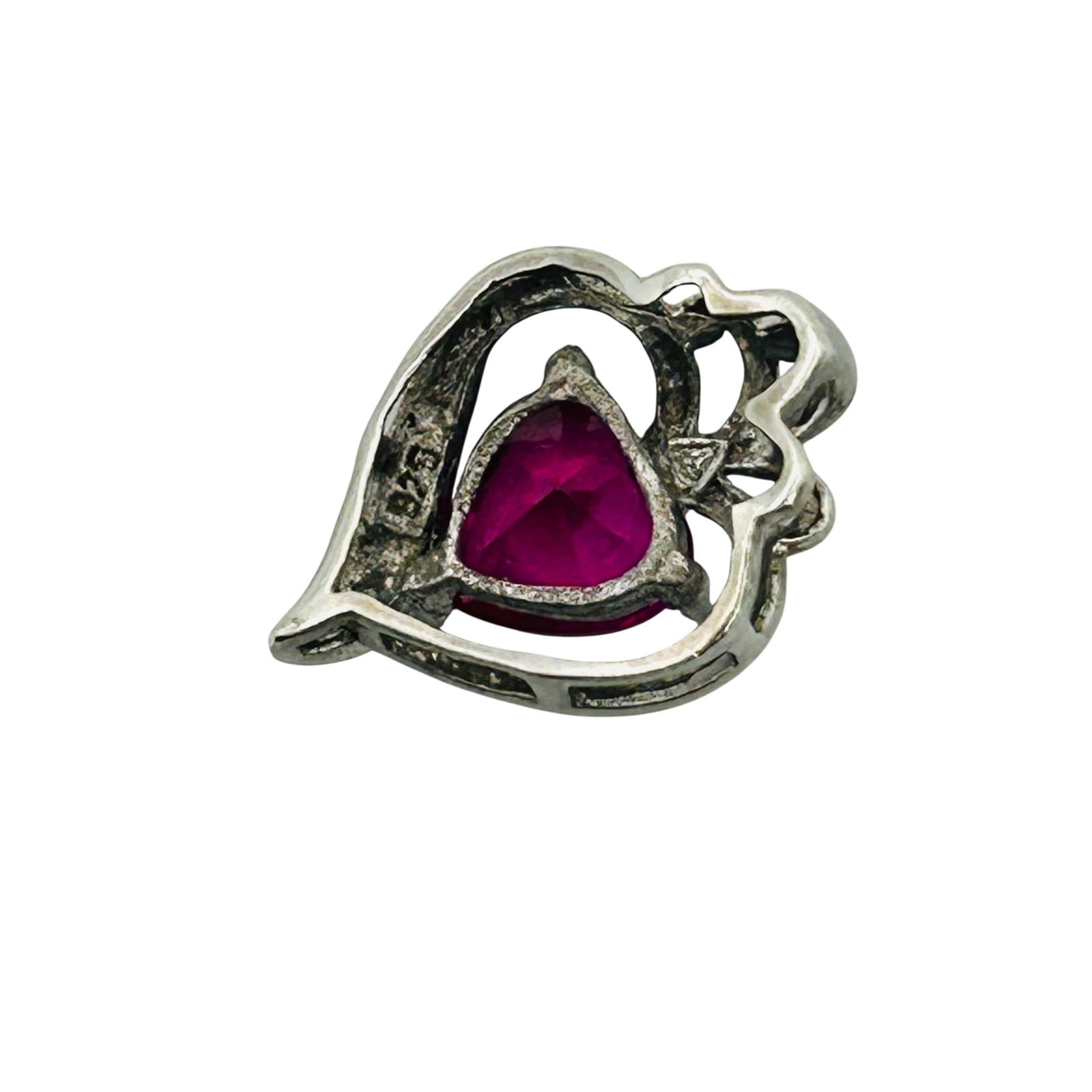 Sterling Ruby Heart Pendant - 5