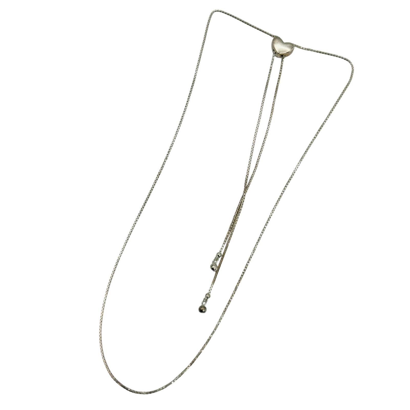 Sterling Box Chain Heart Clasp Necklace: Sterling box chain heart clasp necklace. 4.00g