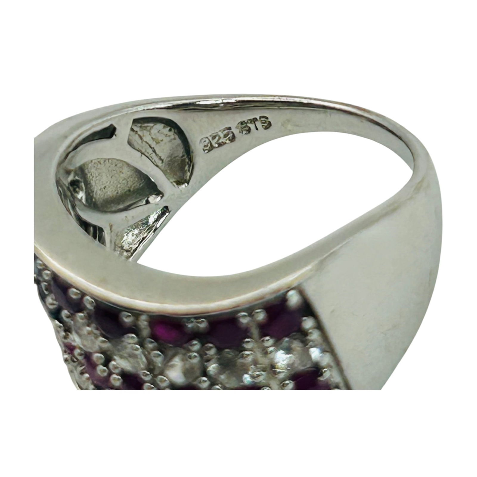Sterling Ruby Sapphire Spinel Flag Ring. Size 9 - 4