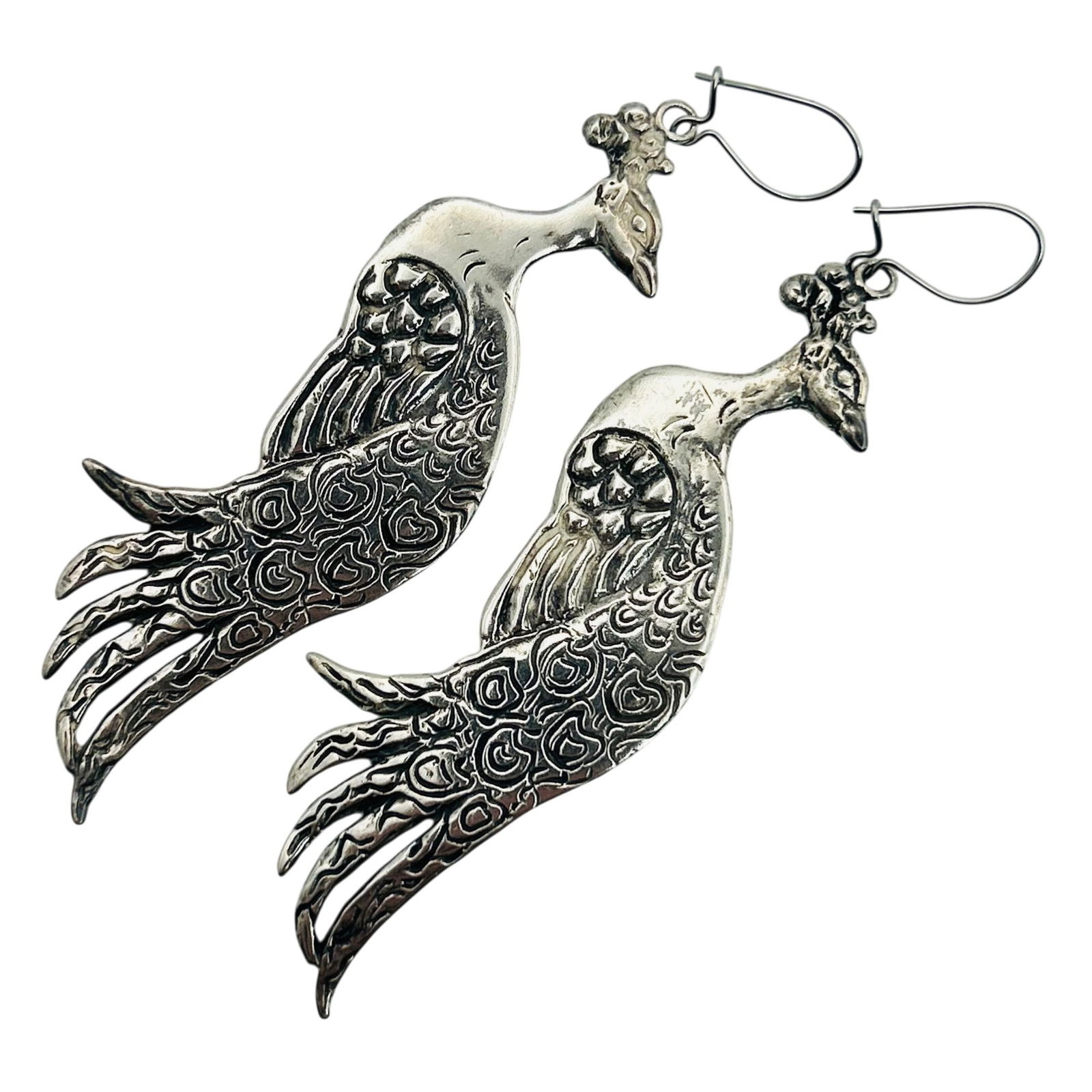 Sterling Peacock Earrings.: Sterling peacock earrings. 13.70g