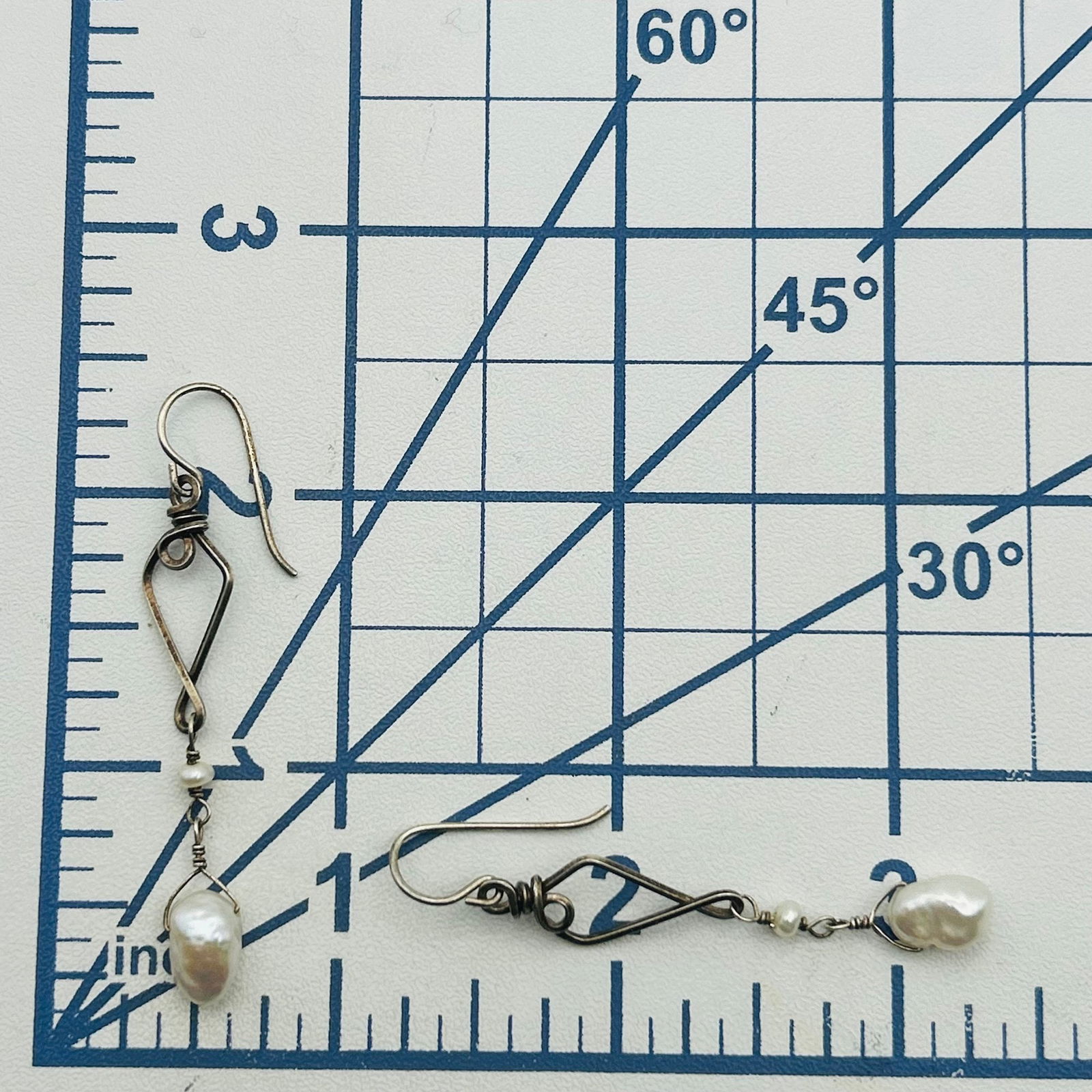 Sterling Pearl Dangle Hook Back Earrings - 2