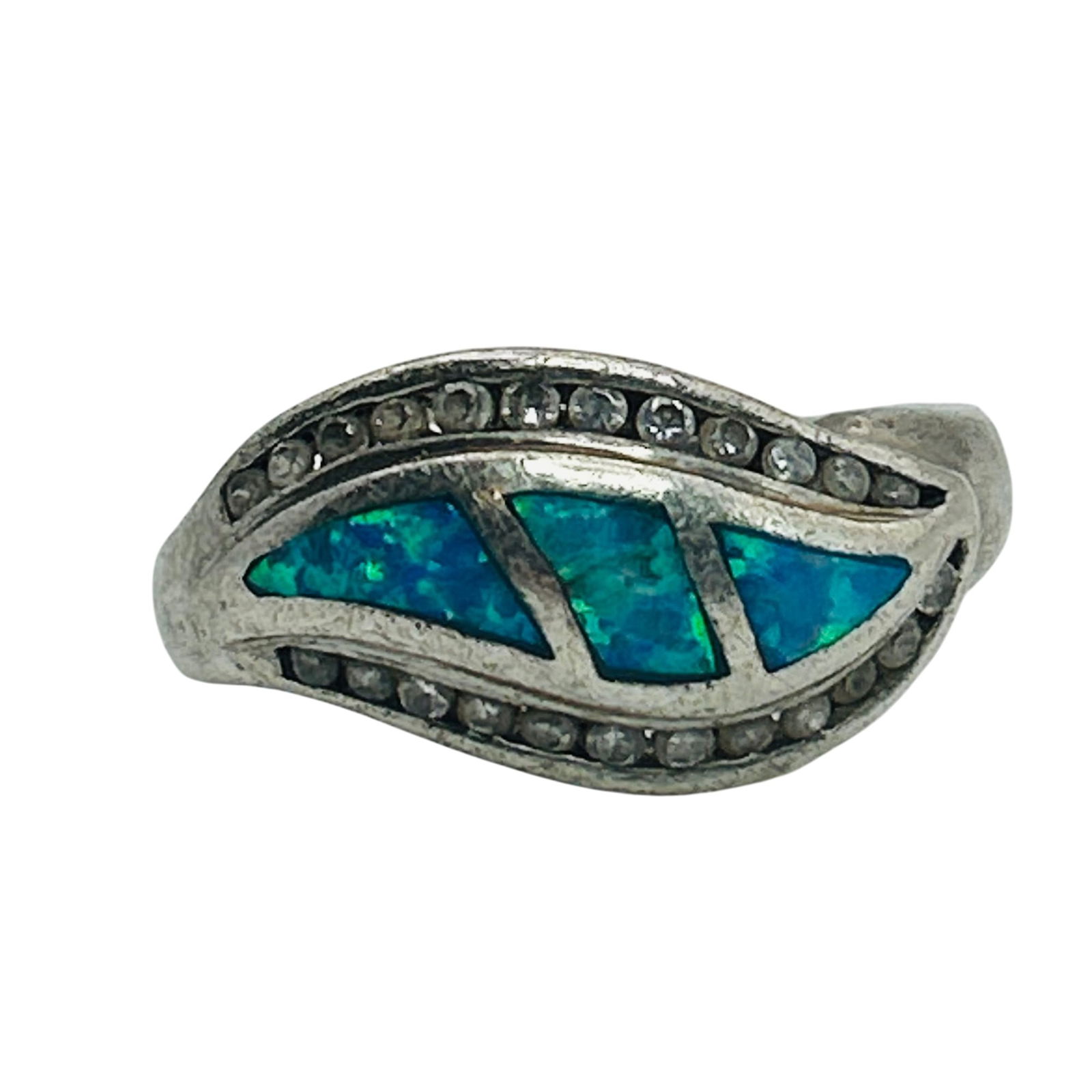 Sterling Blue Opal Ring. Size 7 (1 of 8)