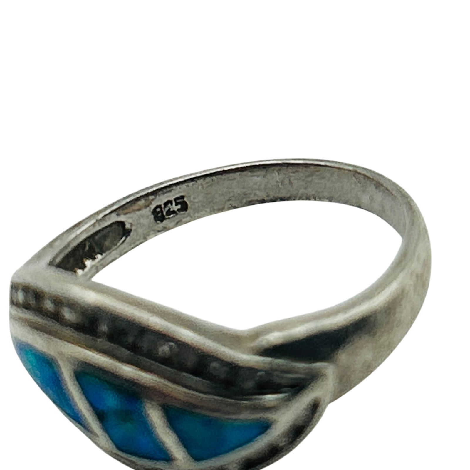 Sterling Blue Opal Ring. Size 7 - 4