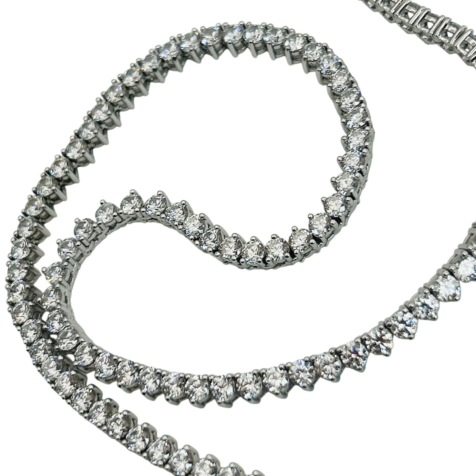 Sterling Cubic Zirconia Tennis Necklace: Sterling cubic Zirconia tennis necklace. 20.10g