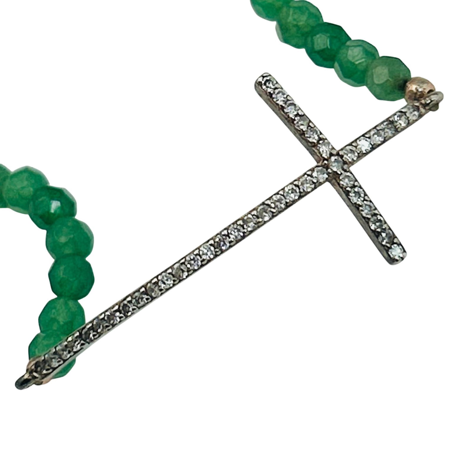 Sterling Aqua Cross Bracelet: Sterling aqua cross bracelet. 4.20g