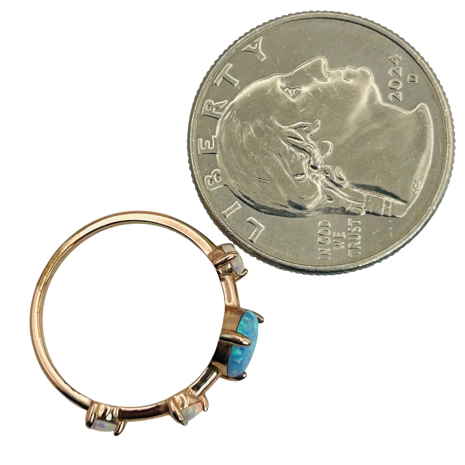 Sterling Four Opal Ring. Size 6 - 3