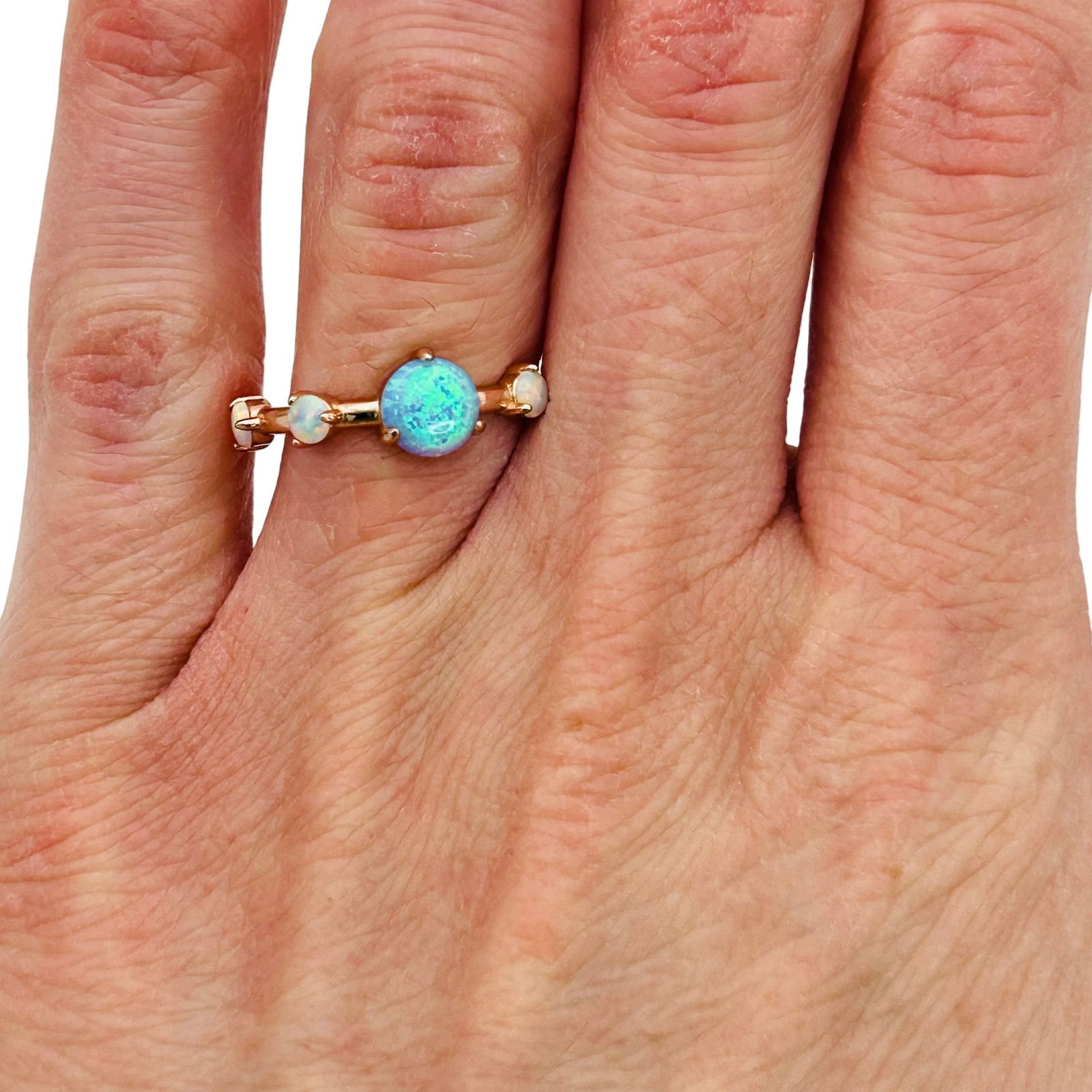 Sterling Four Opal Ring. Size 6 - 8