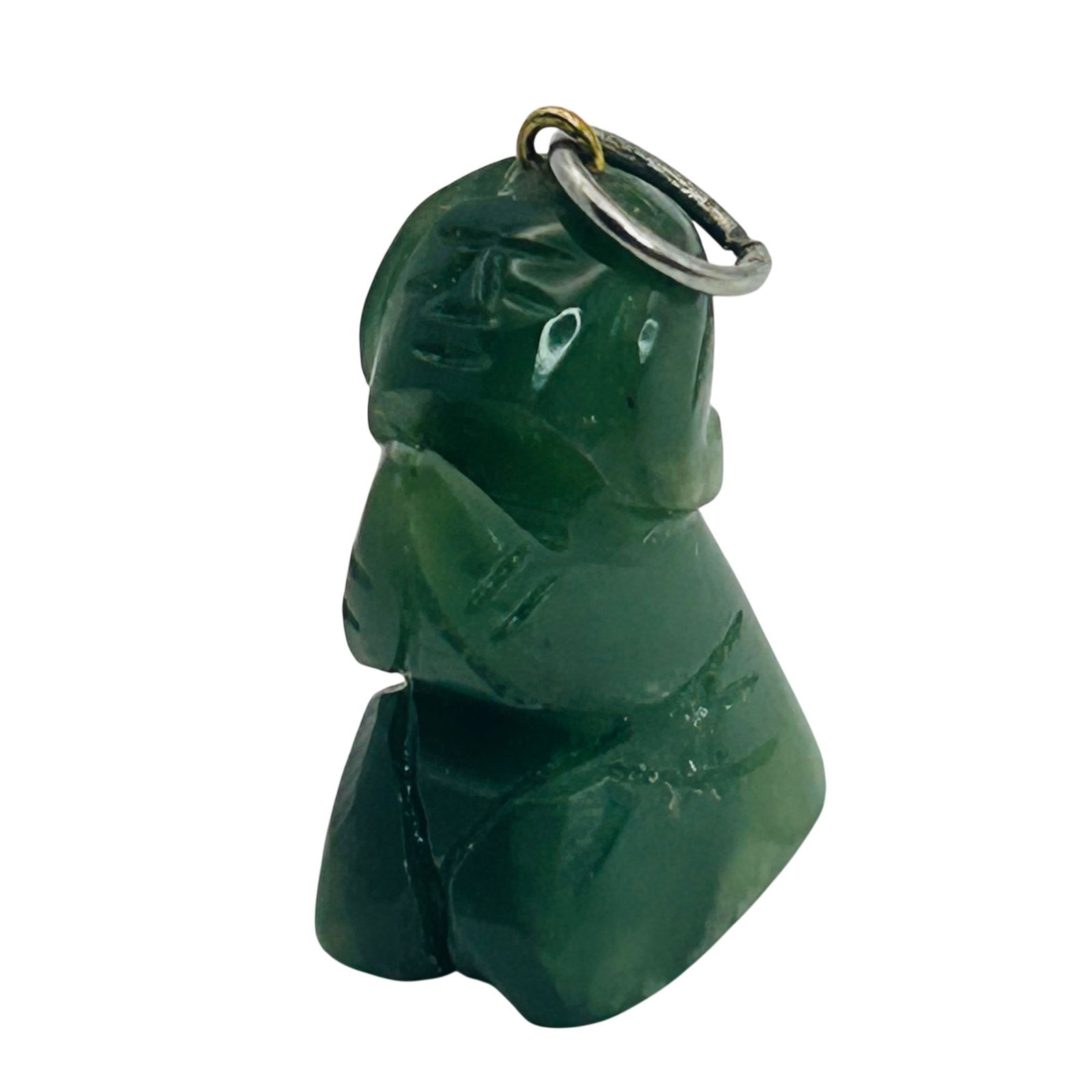 Sterling Jade Praying Pendant: Sterling jade praying pendant. 3.20g