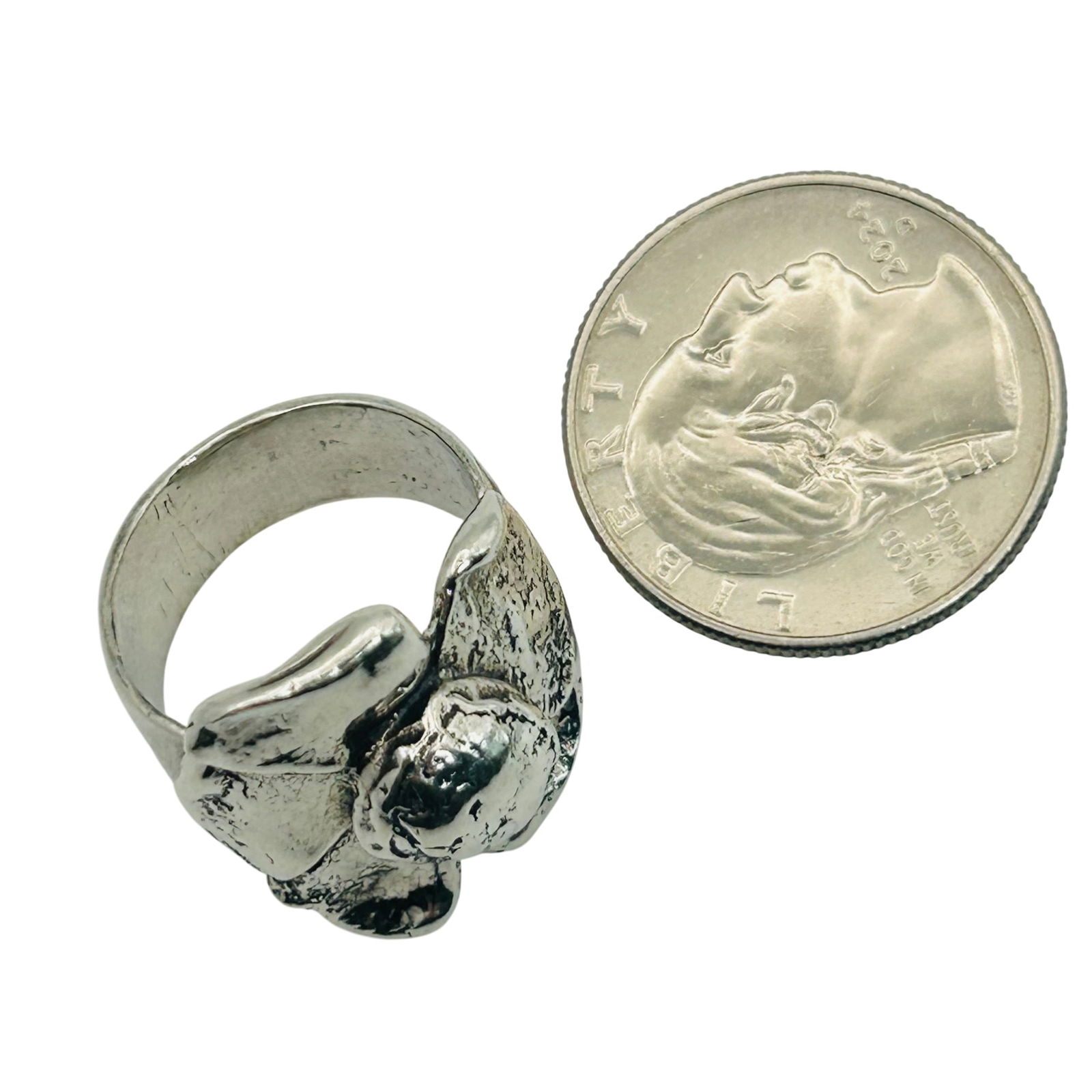 Sterling Native Flower Ring. Size 7 - 3