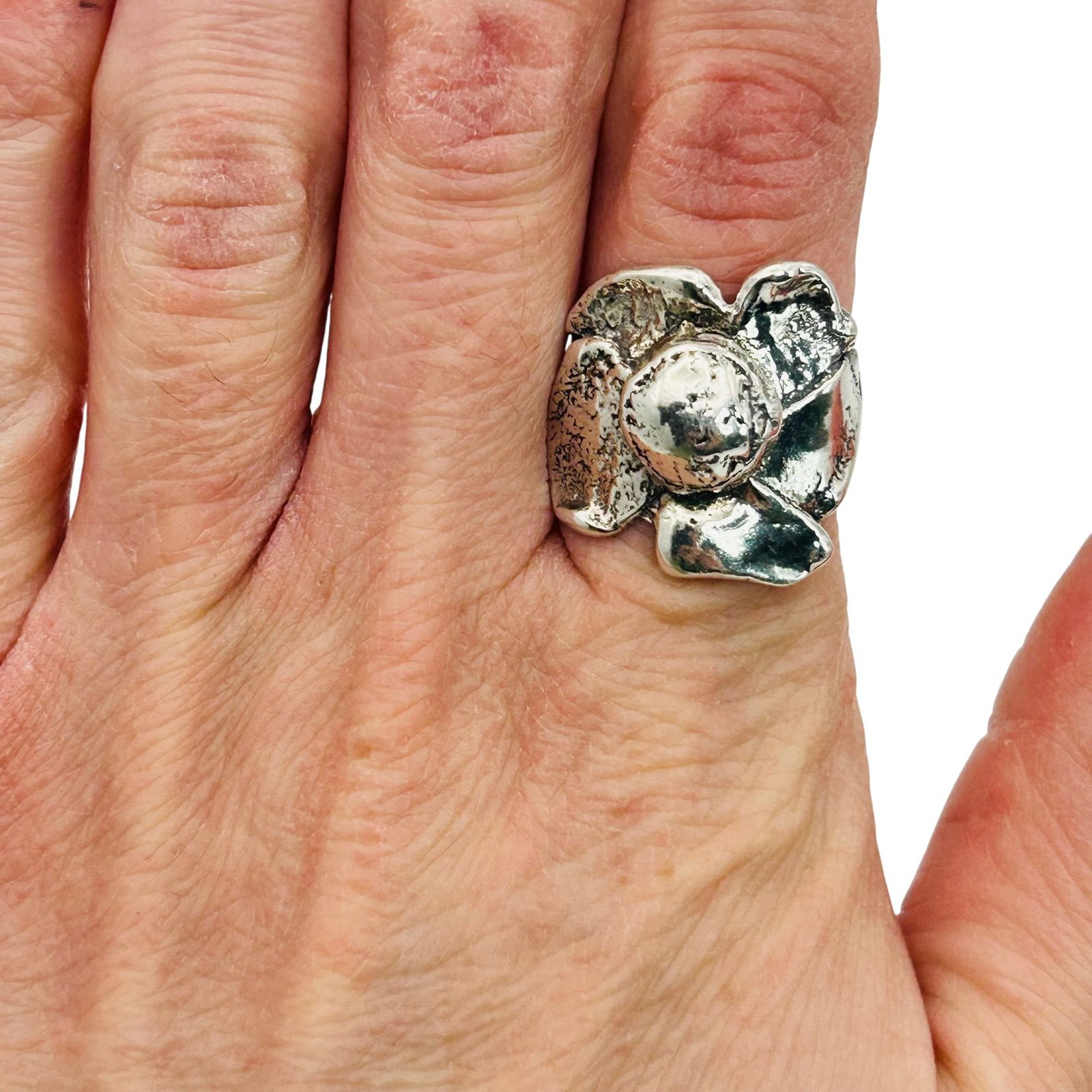 Sterling Native Flower Ring. Size 7 - 7