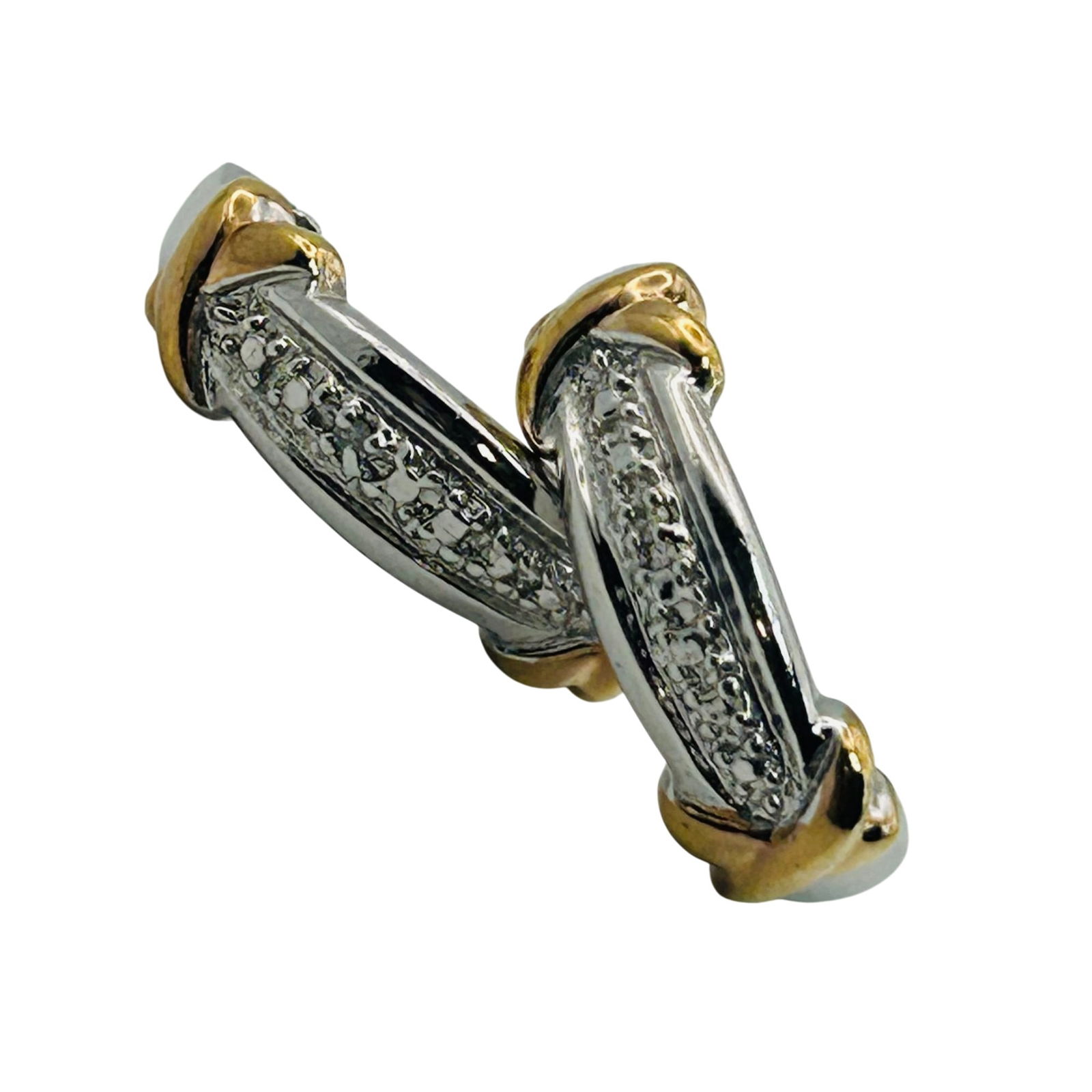 Ross Simons Sterling Diamond Accent Half Hoop Stud Earrings: Ross Simons Sterling Diamond accent half hoop stud earrings. 3.10g