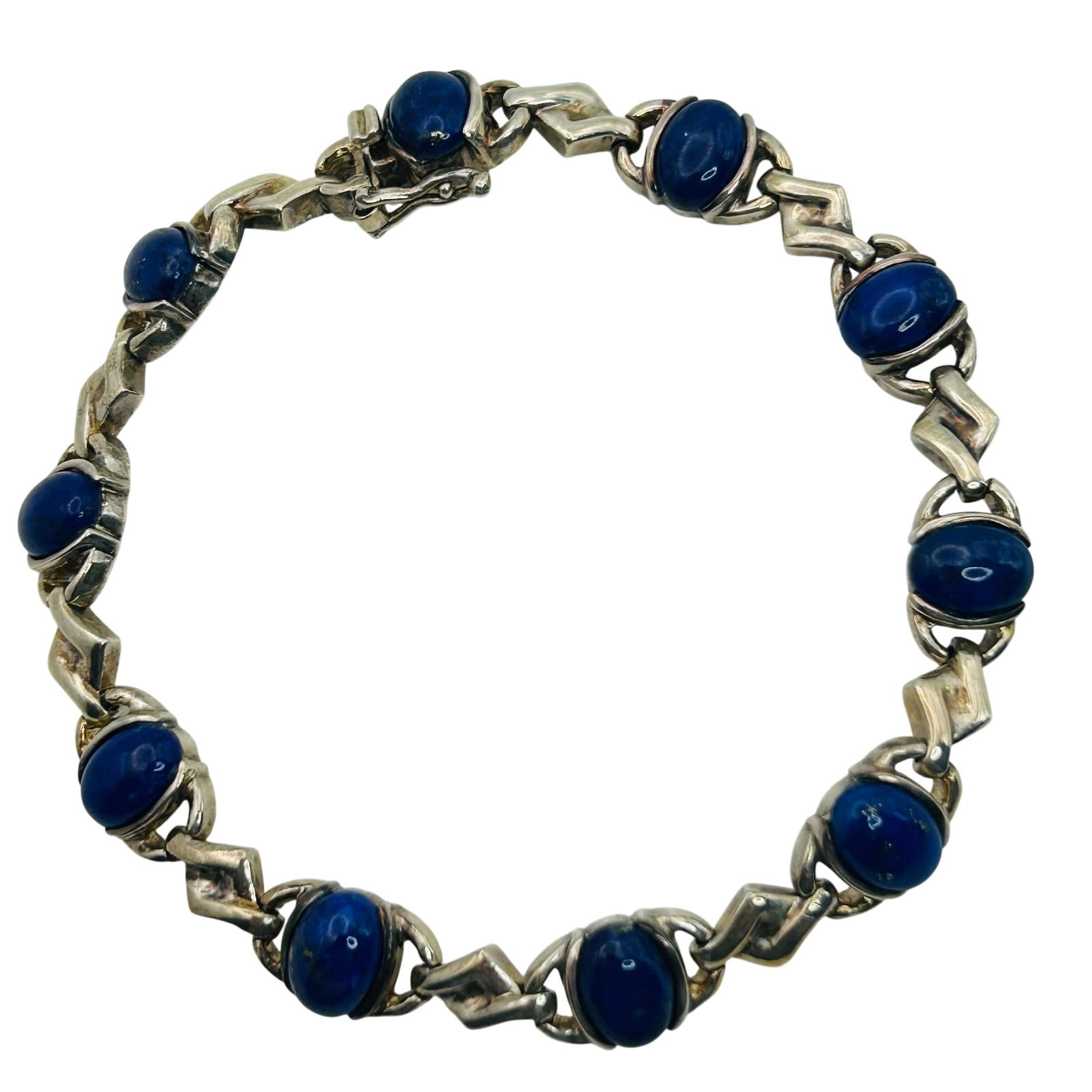 Sterling Lapis Lazuli Bracelet: Sterling lapis lazuli bracelet. 16.50g