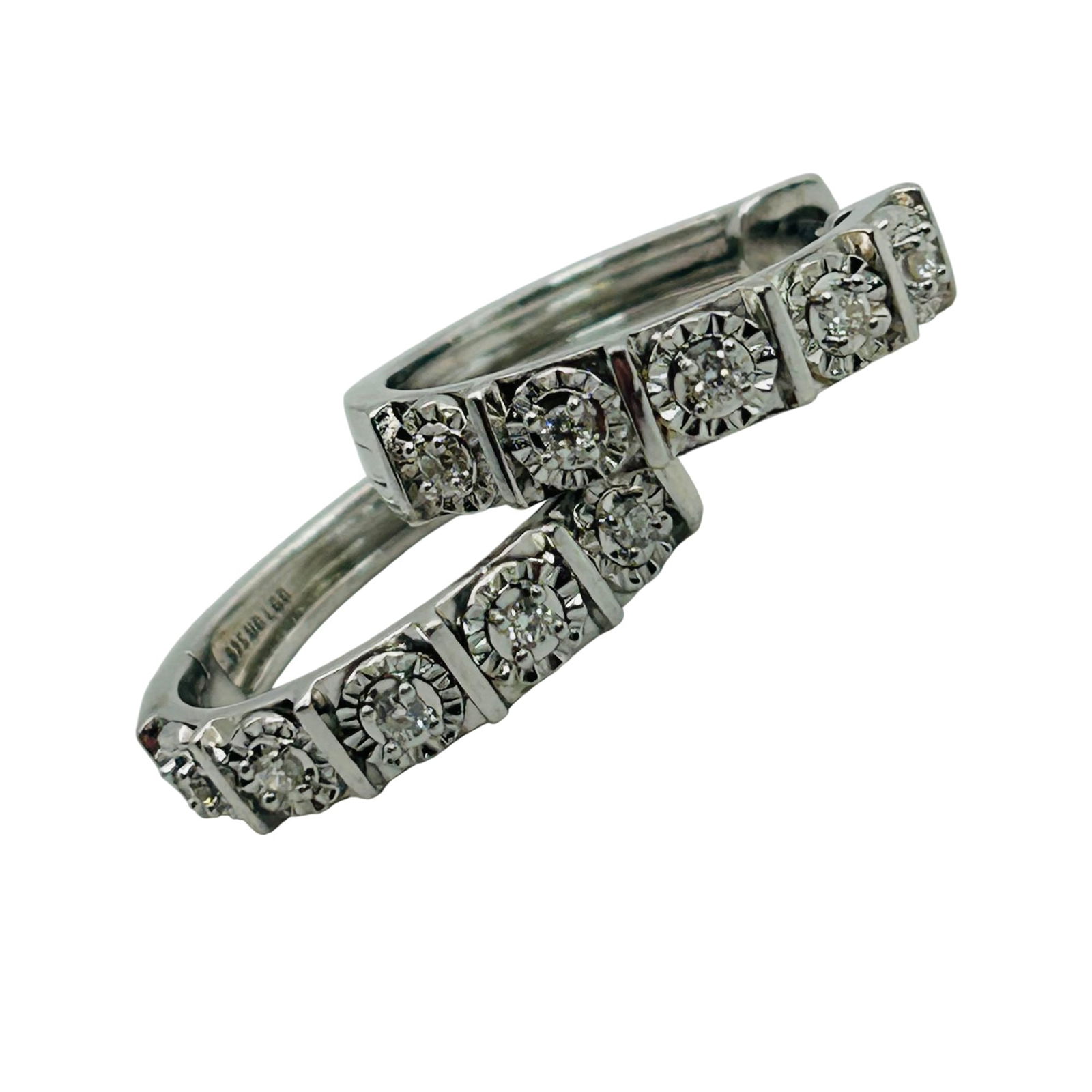 UDLGO Sterling Diamond Huggie Hoop Earrings: UDLGO Sterling Diamond Huggie hoop earrings. 3.30g