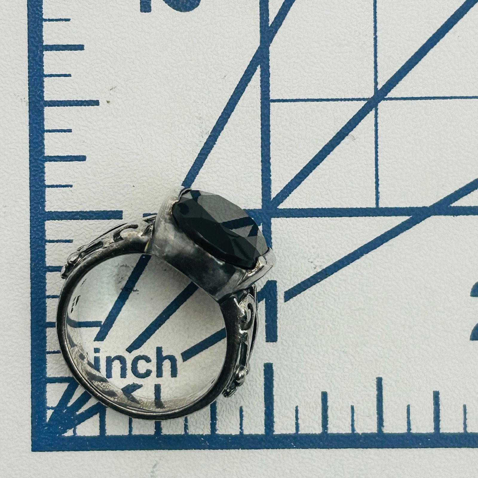 Sterling Onyx Statement Ring. Size 8 - 2