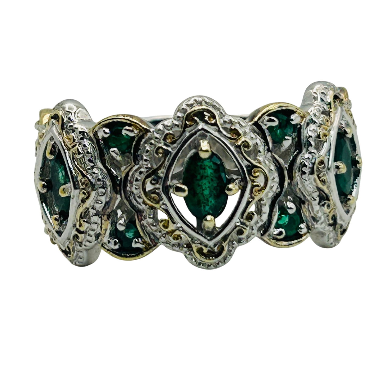 Sterling Emerald Decorative Ring. Size 9 (1 of 8)