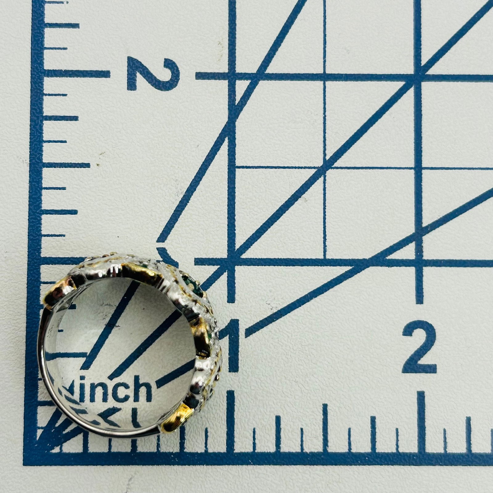 Sterling Emerald Decorative Ring. Size 9 - 2