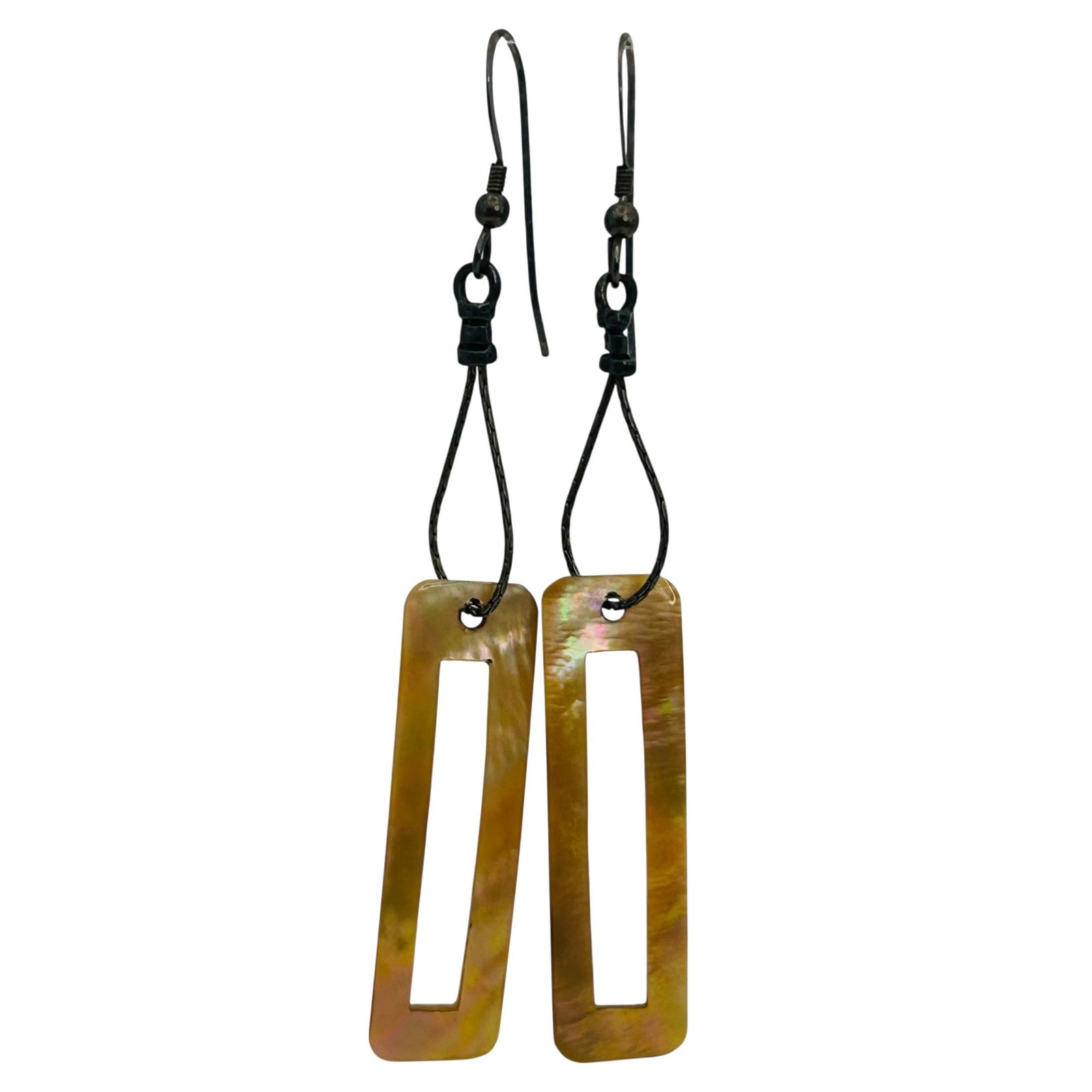 Sterling Abalone Dangle Chain Hook Back Earrings - 6