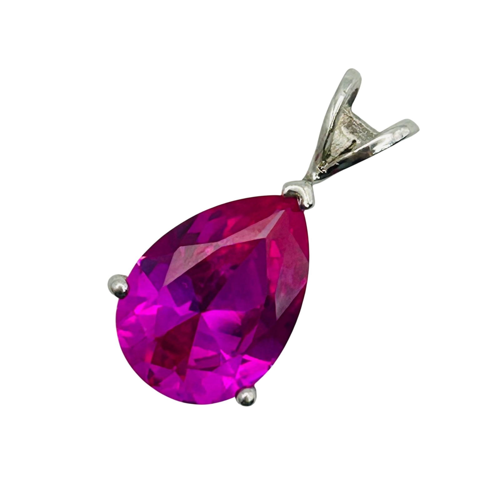 Sterling Pink Sapphire Teardrop Pendant (1 of 5)