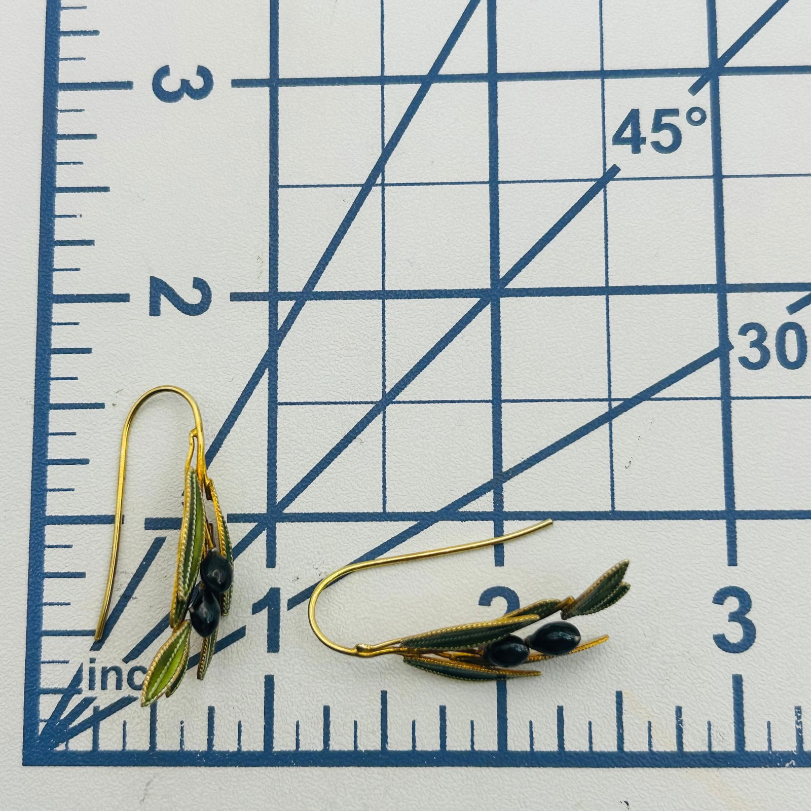 Sterling Leaf Grape Hook Back Earrings - 2