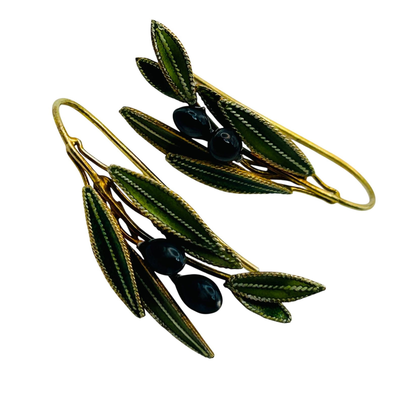 Sterling Leaf Grape Hook Back Earrings - 4