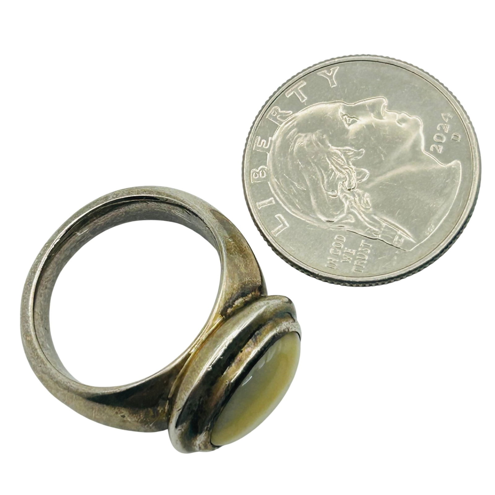 Sterling Gemstone Oval Ring. Size 9 - 3