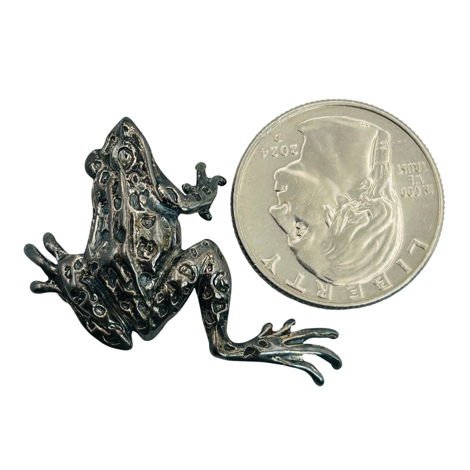 Sterling Frog Brooch - 3