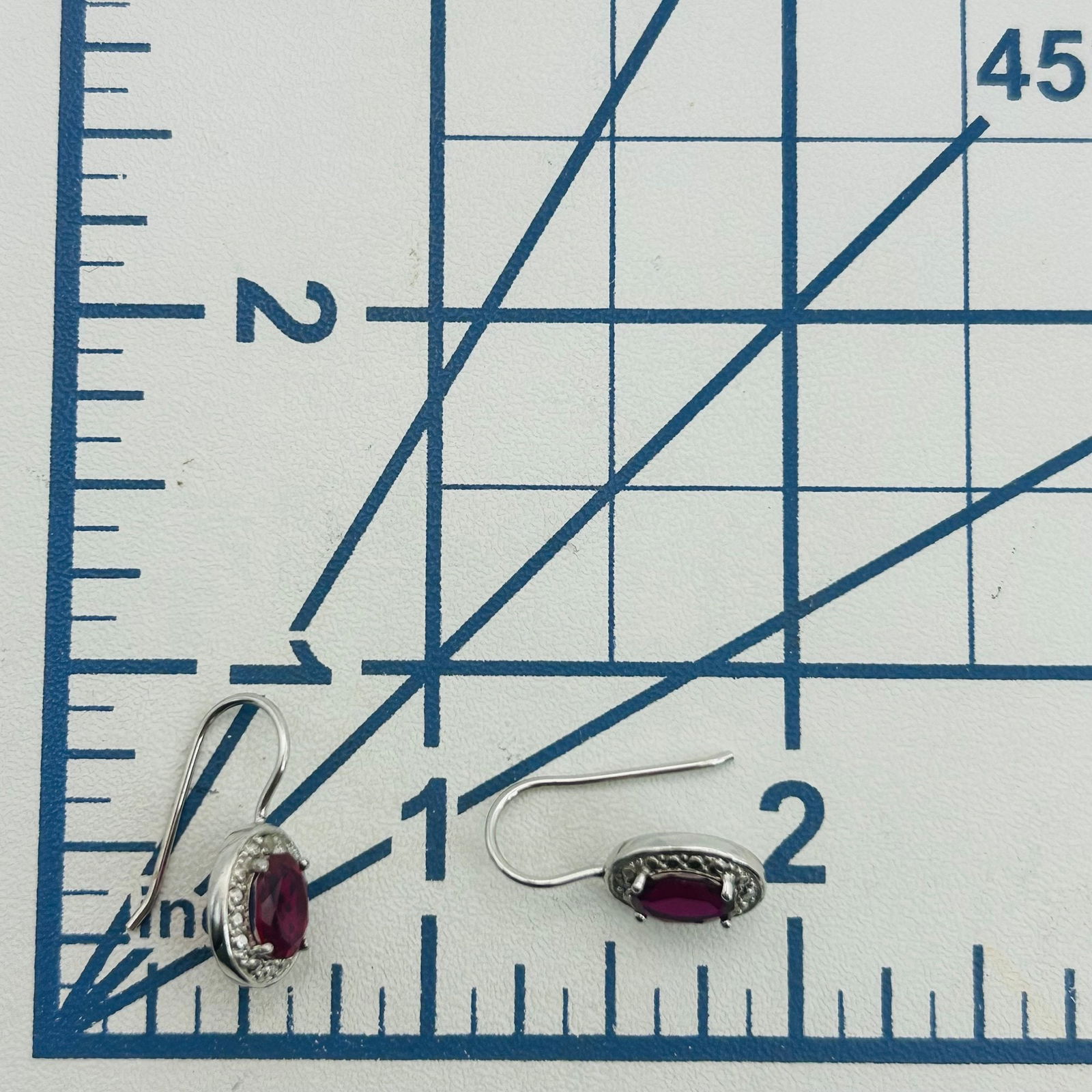 Sterling Ruby Diamond Halo Hook Back Earrings - 2