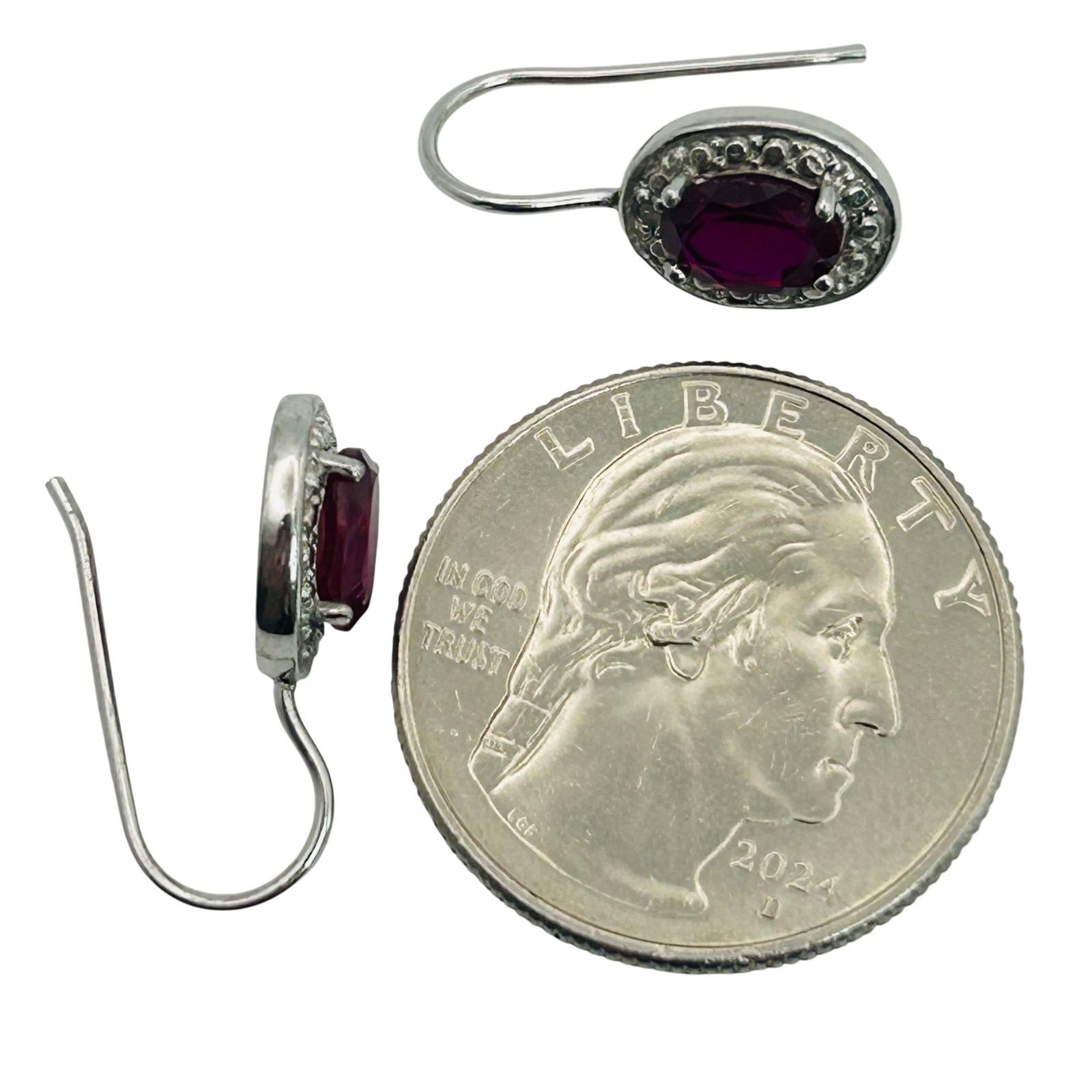 Sterling Ruby Diamond Halo Hook Back Earrings - 3