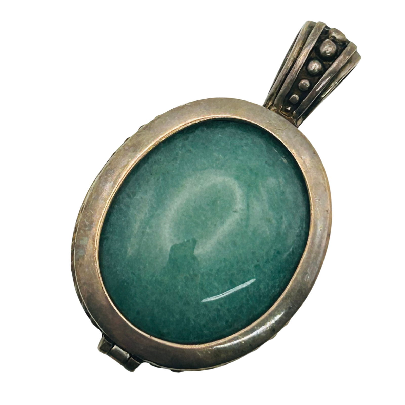 Sterling Jade And Abalone Reversible Pendant (1 of 7)