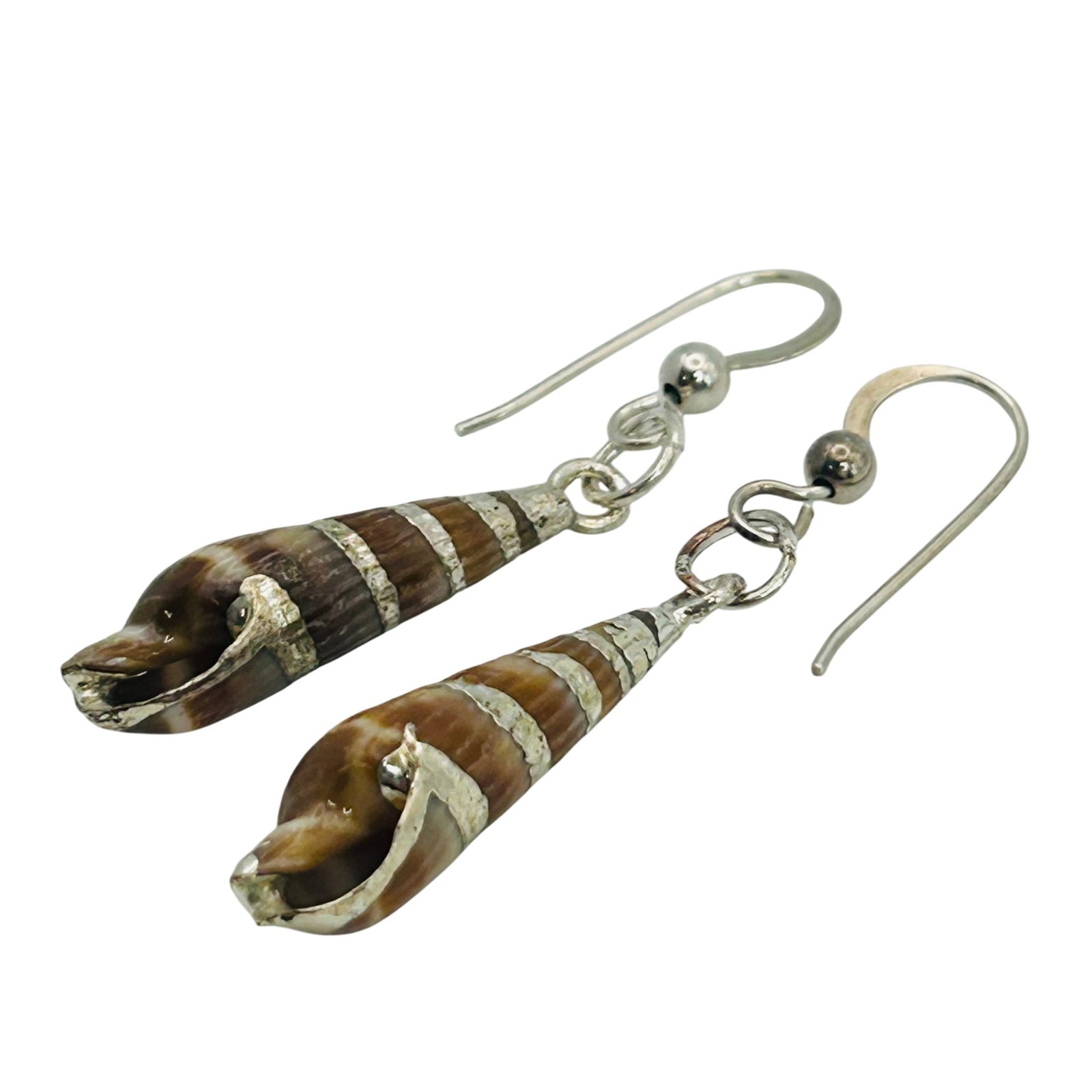 Sterling Seashell Hook Back Earrings: Sterling Seashell hook back earrings. 1.60g