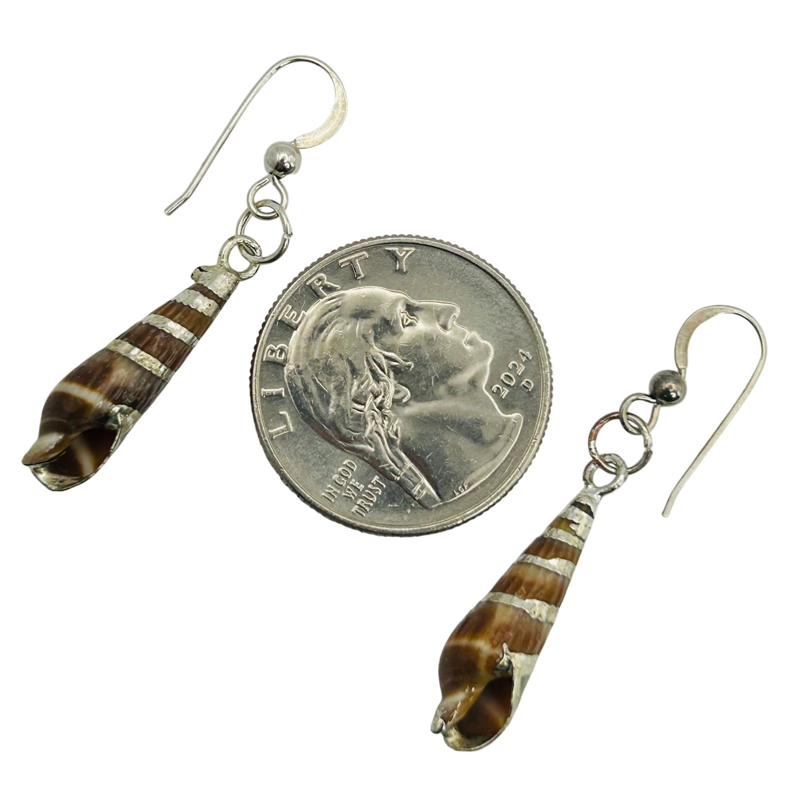 Sterling Seashell Hook Back Earrings - 3