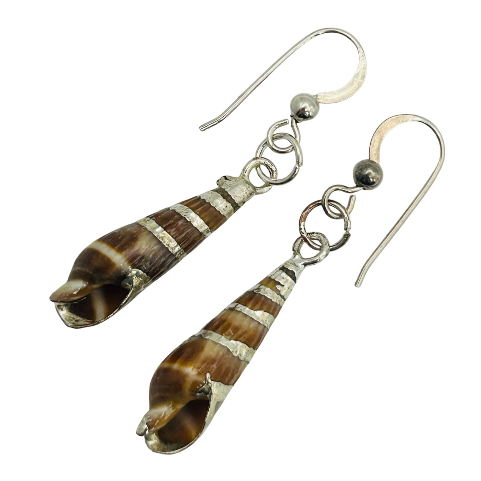 Sterling Seashell Hook Back Earrings - 4