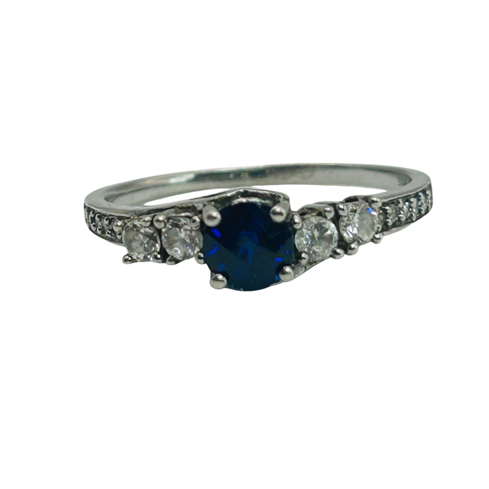 Sterling Sapphire Channel Band Ring. Size 8: Sterling sapphire channel band ring. Size 8. 2.00g