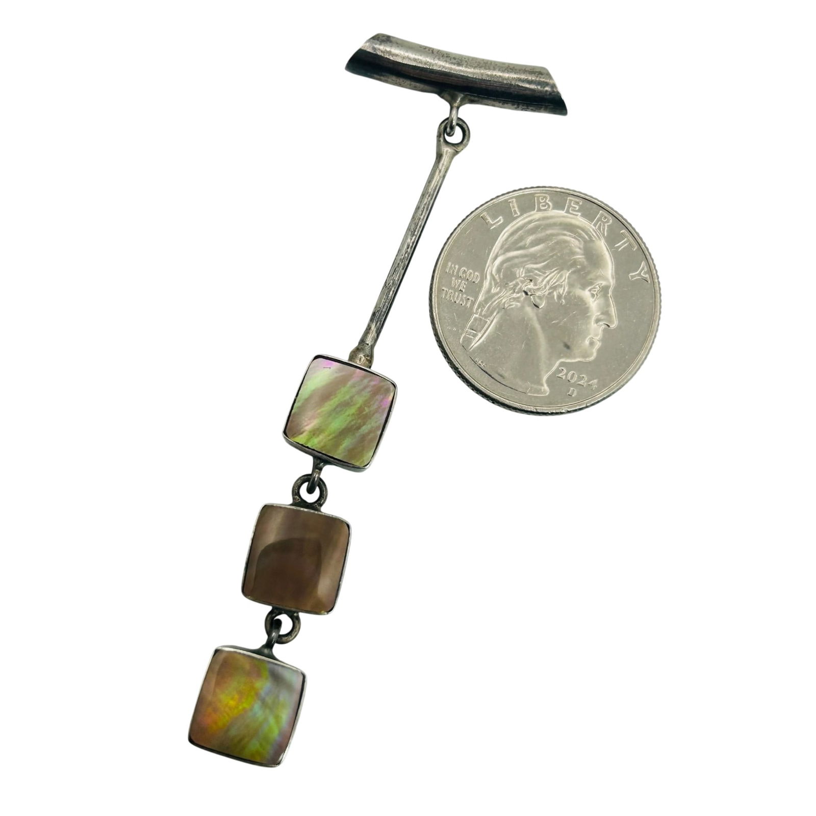 Sterling Abalone Dangle Pendant - 3