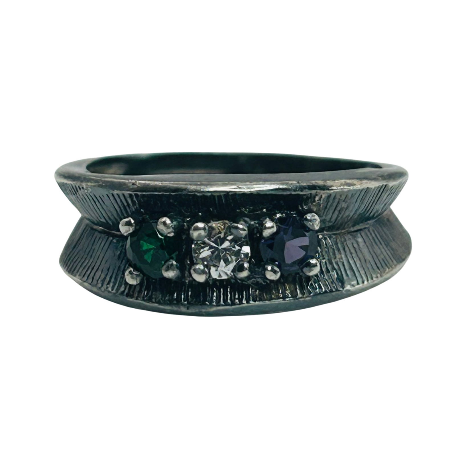 Sterling Multi Gem Ring. Size 6 - 4