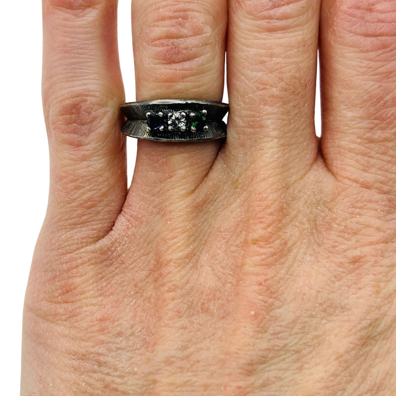 Sterling Multi Gem Ring. Size 6 - 8