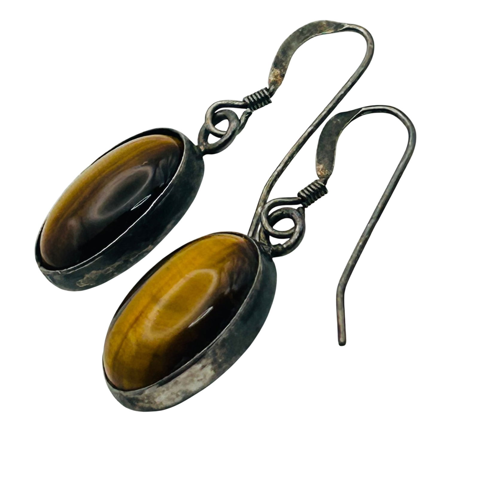 Sterling Tigers Eye Hook Back Earrings (1 of 6)