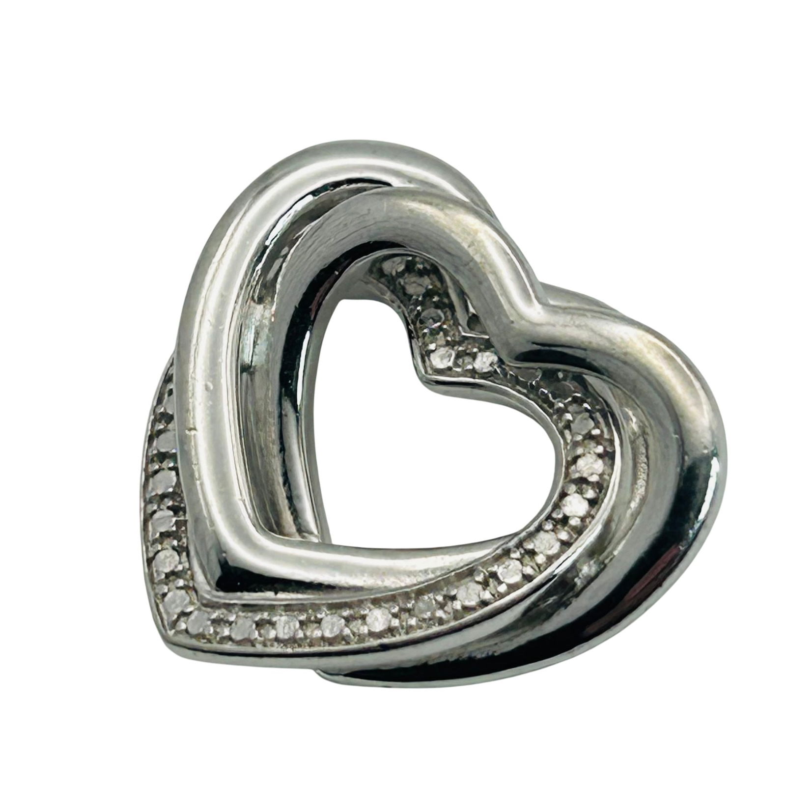 PAJ Sterling Diamond Accent Heart Pendant: PAJ Sterling Diamond accent heart pendant. 4.20g
