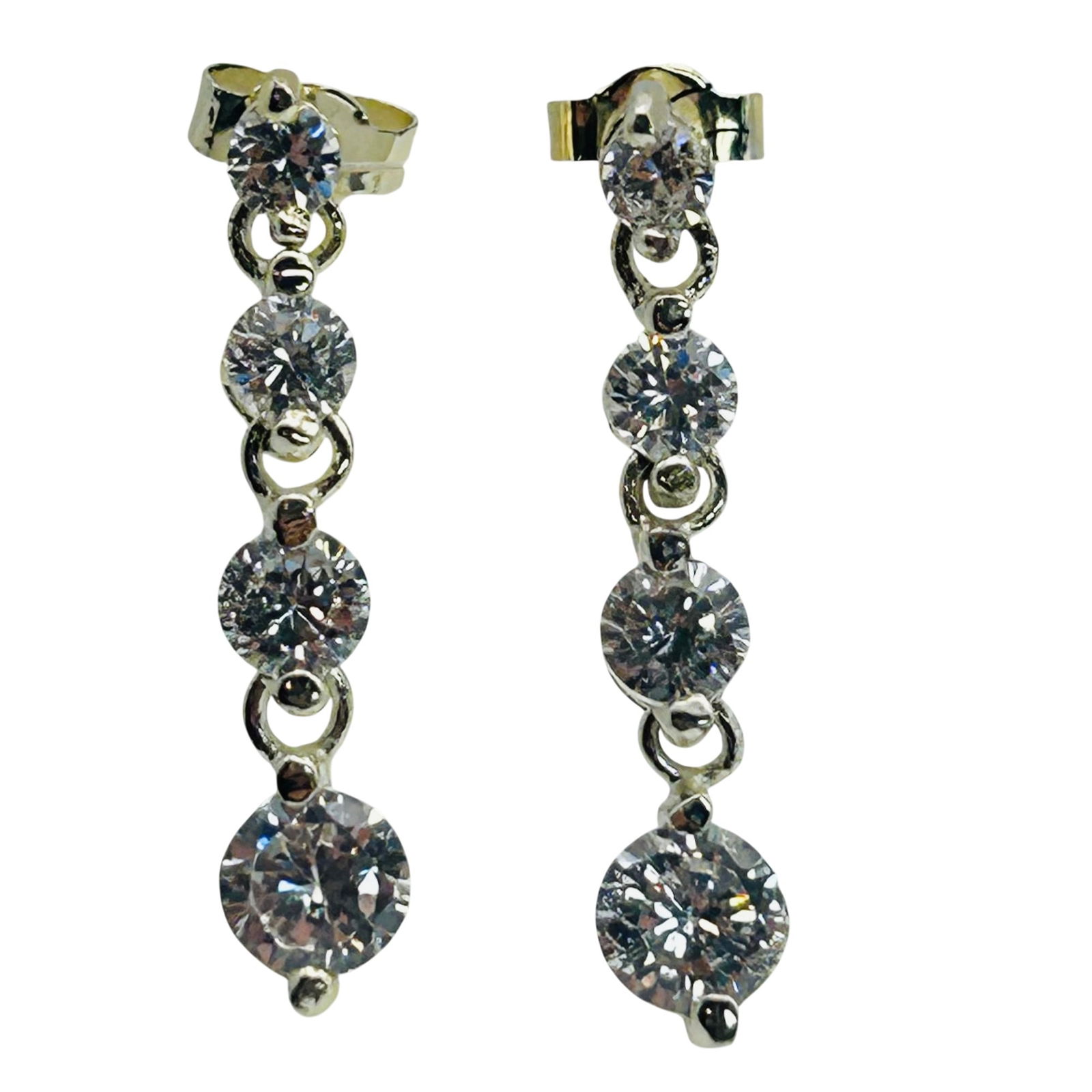 Sterling Dangle Rhinestone Stud Earrings (1 of 6)